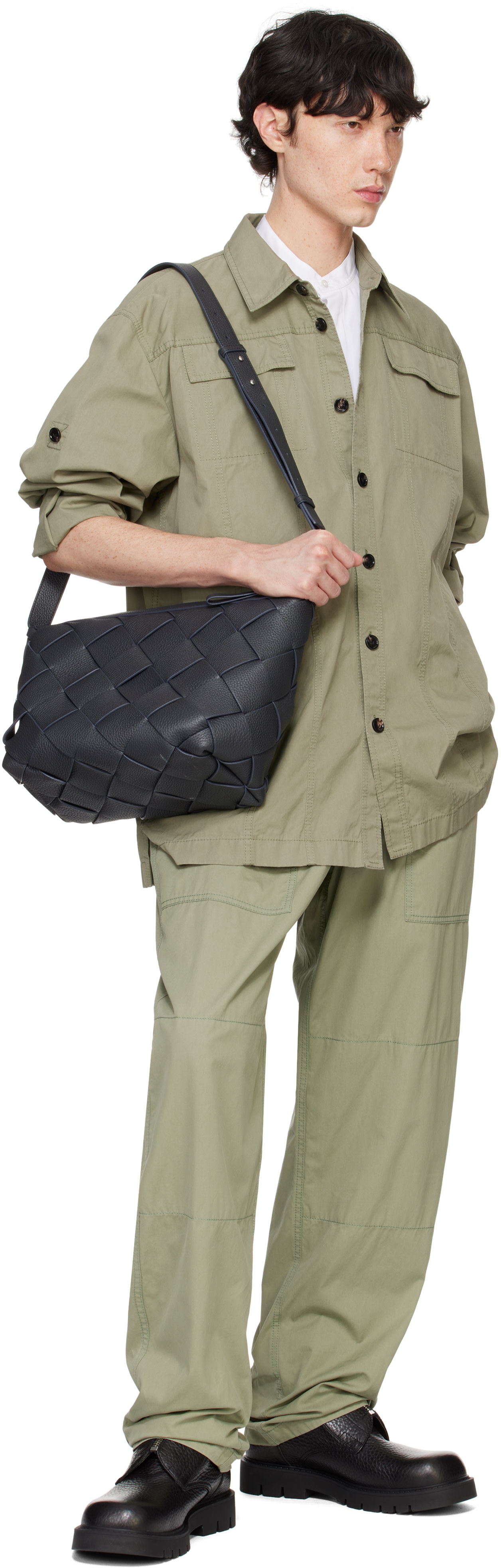Bottega Veneta: グリーン ライト コットンツイル トラウザーズ