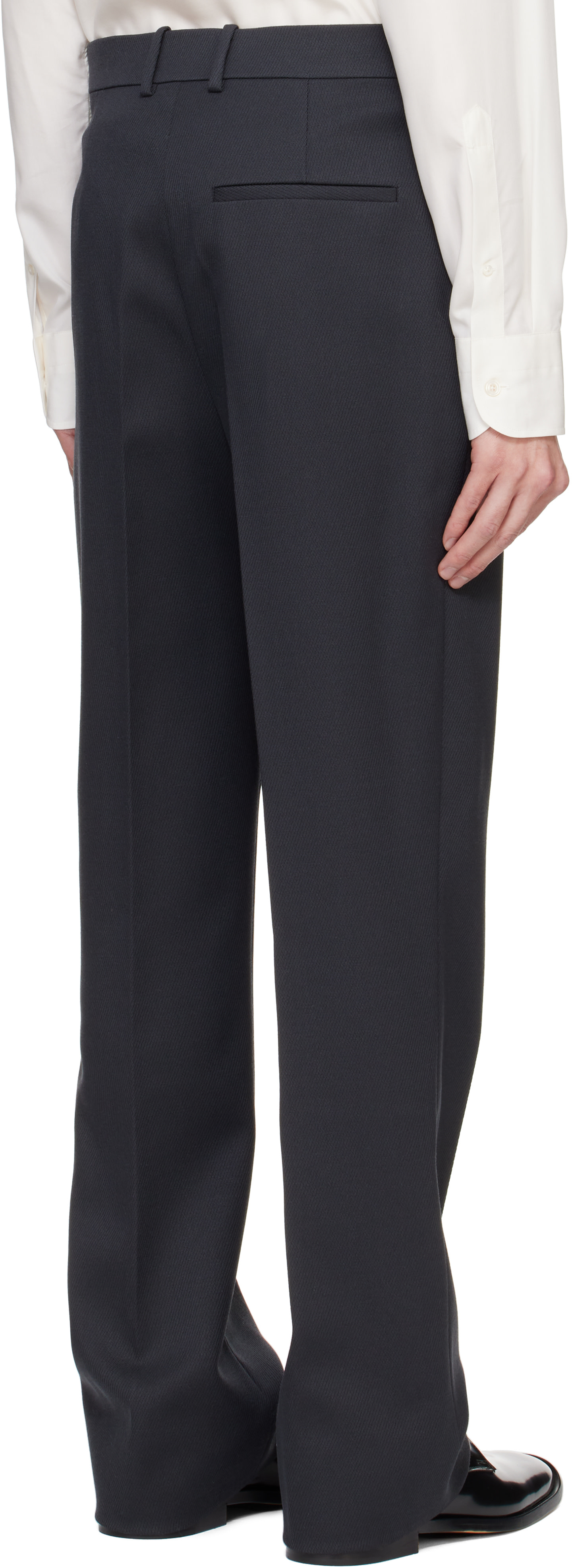 Bottega Veneta: Gray Stretch Wool Tricotine Trousers | SSENSE