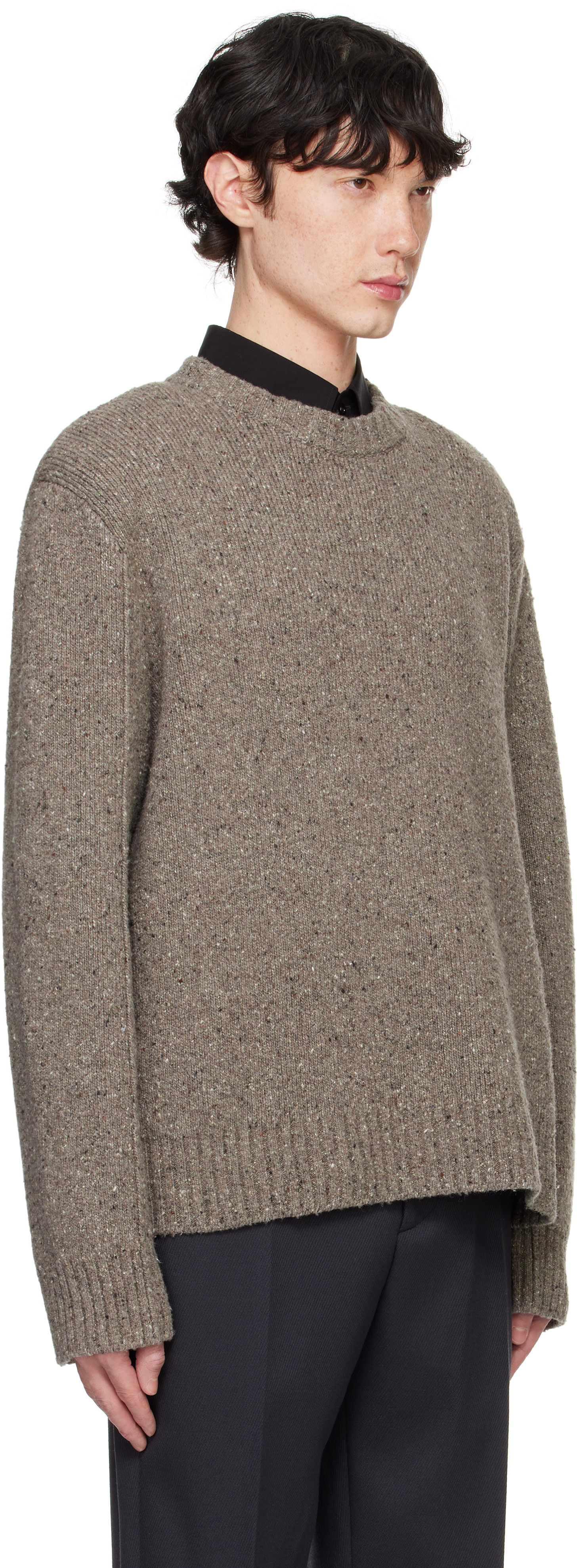 Bottega Veneta: Taupe Wool Tailored Sweater | SSENSE