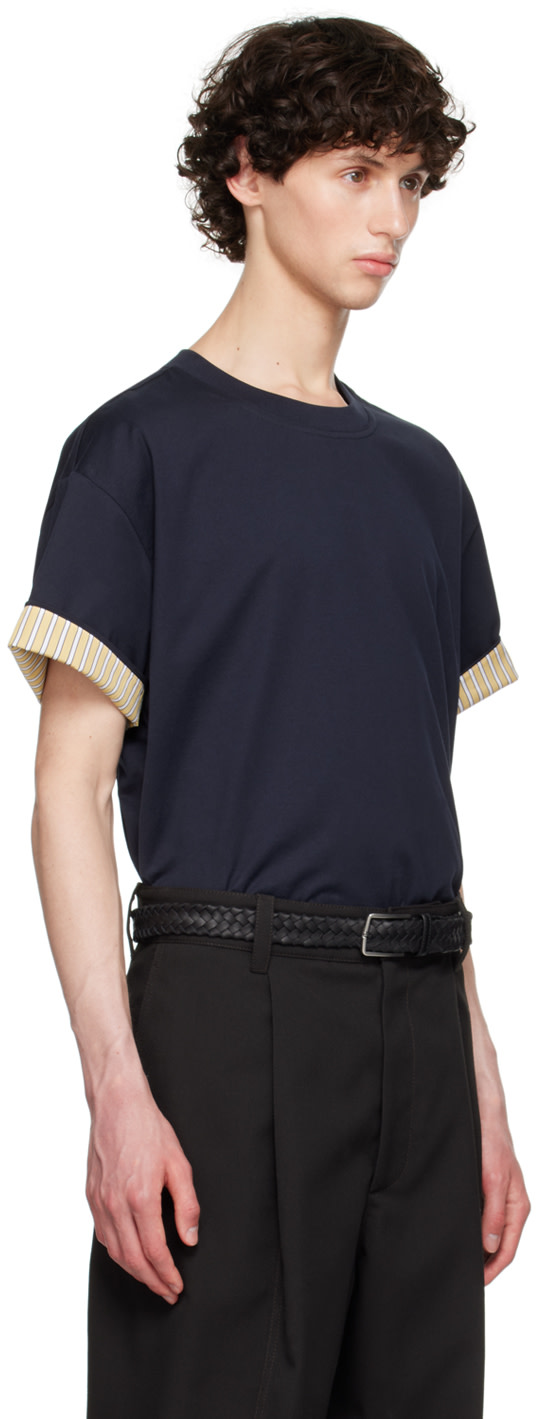 BOTTEGA VENETA DOBLE LAYER ダブルフェイス Tシャツ Bottega Veneta: Navy & Yellow Double Layer T-Shirt | SSENSE