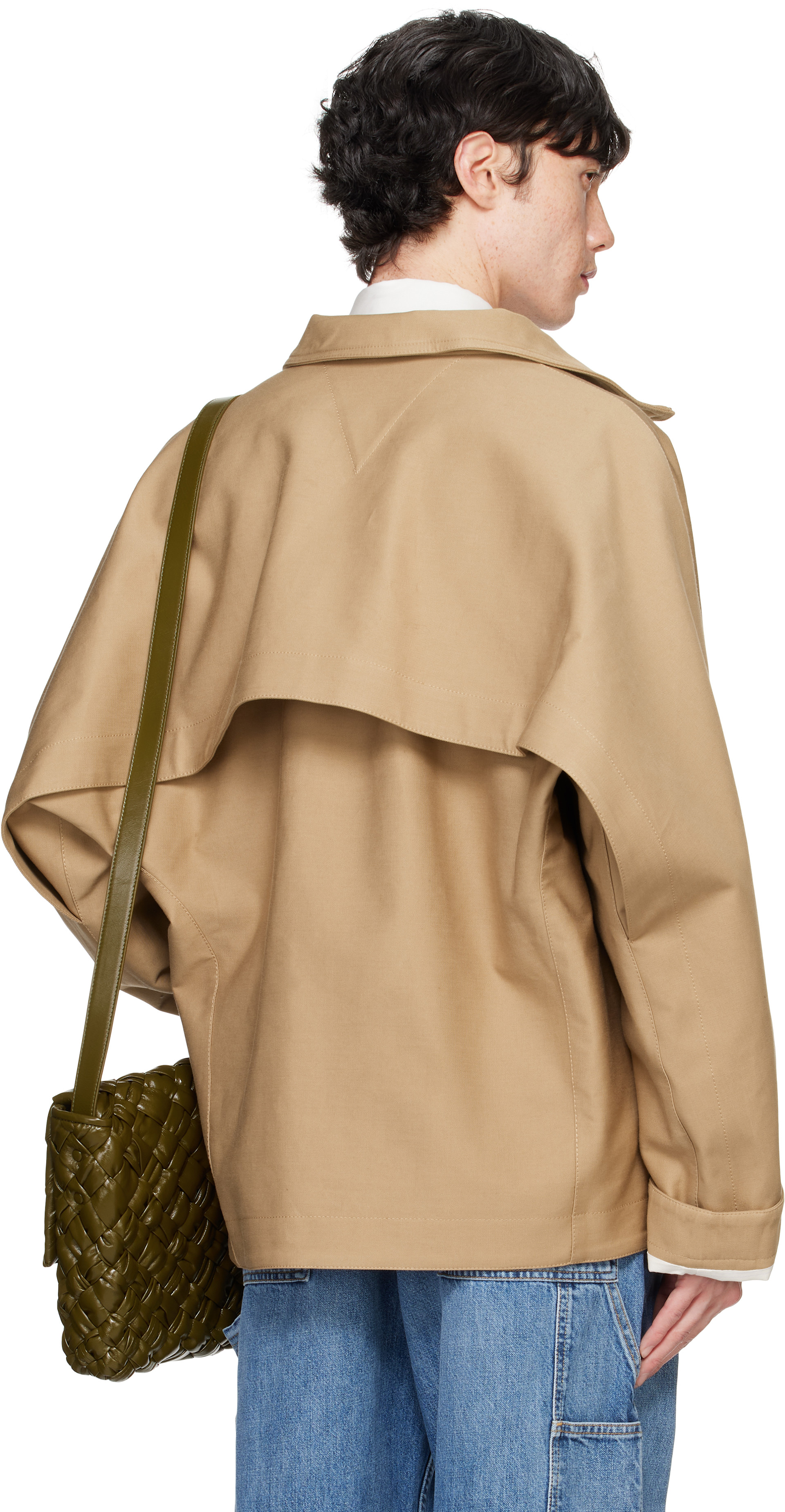 Bottega Veneta: Beige Heavy Cotton Gabardine Jacket | SSENSE