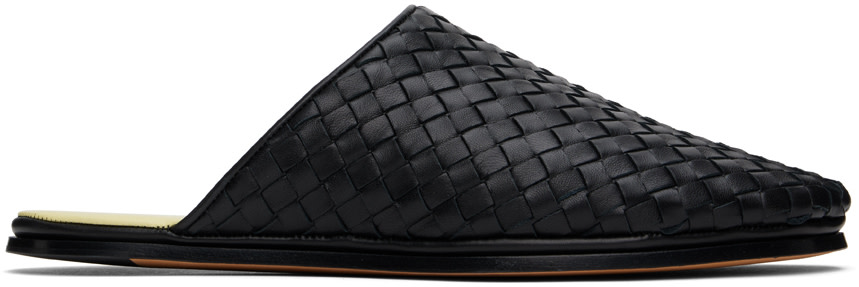 Bottega Veneta サンデー スリッパ イントレチャート[正品] Bottega Veneta: ブラック Sunday スリッパ | SSENSE 日本