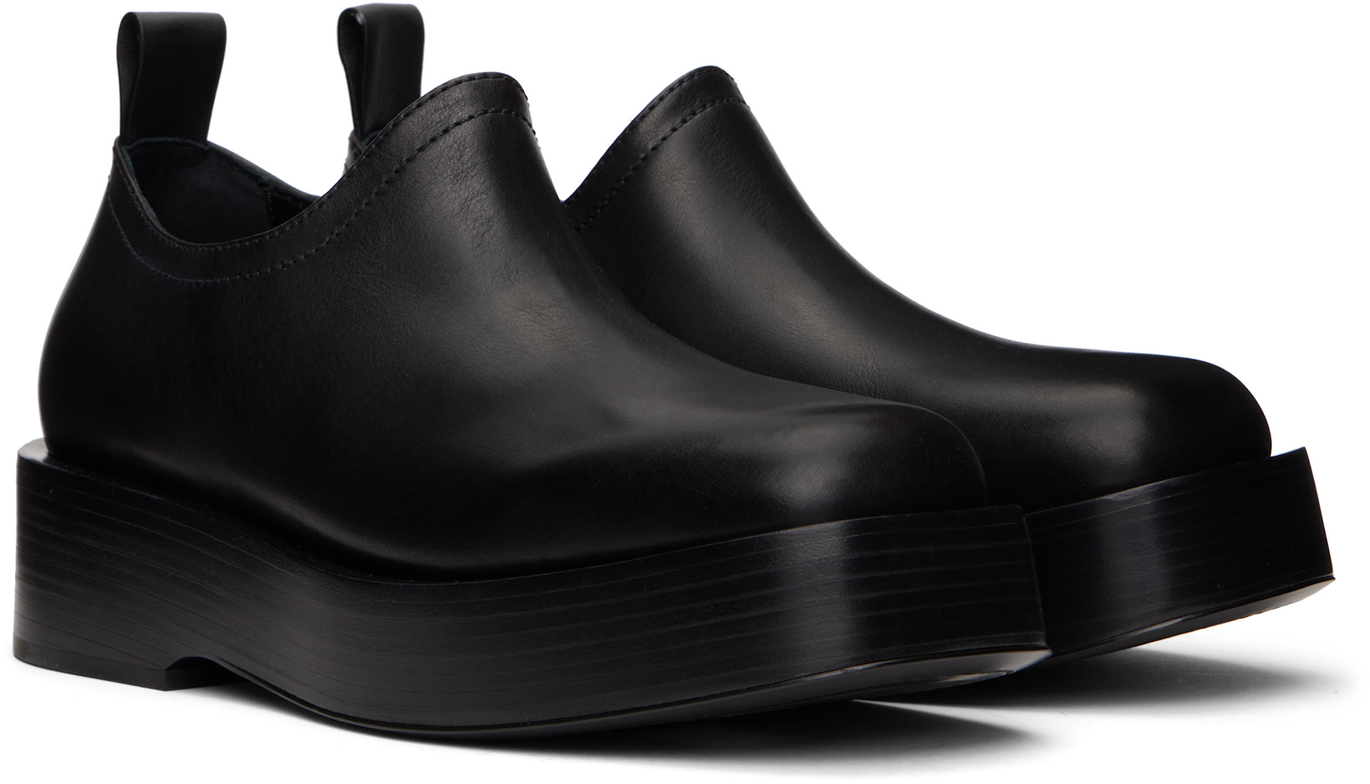 Bottega Veneta: Black Torino Slip-on Loafers | SSENSE