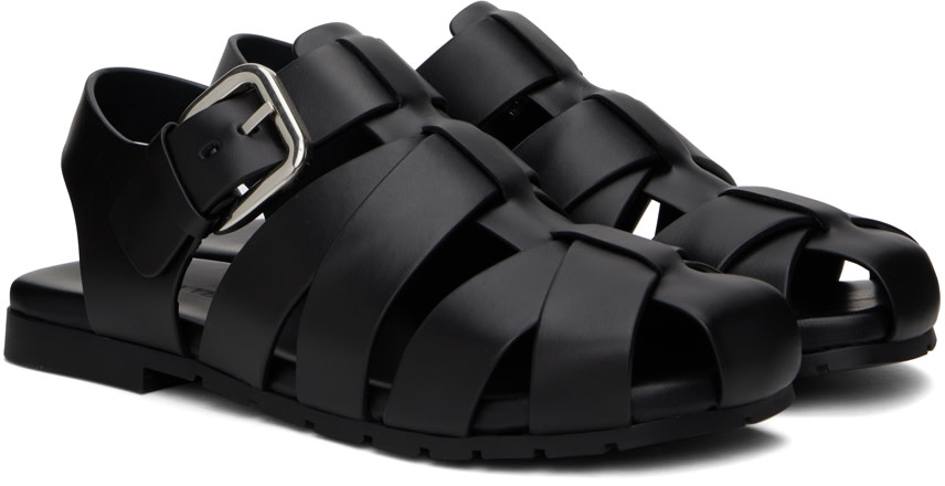 Bottega Veneta: Black Alfie Sandals | SSENSE