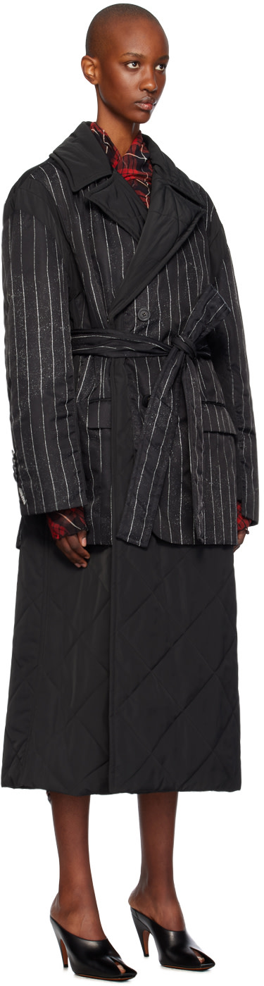 Jean Paul Gaultier ピーコート Jean Paul Gaultier: Black Pinstripe Coat | SSENSE
