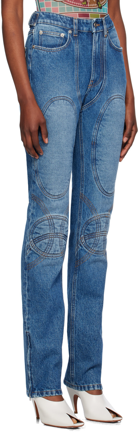 Jean Paul Gaultier: Blue Lace-Up Jeans | SSENSE
