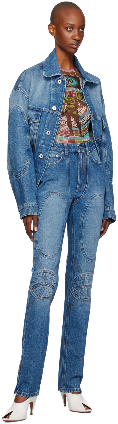 トップス Jean Paul Gaultier Gaultier Jeans Jean Paul Gaultier: Blue Lace-Up Jeans | SSENSE