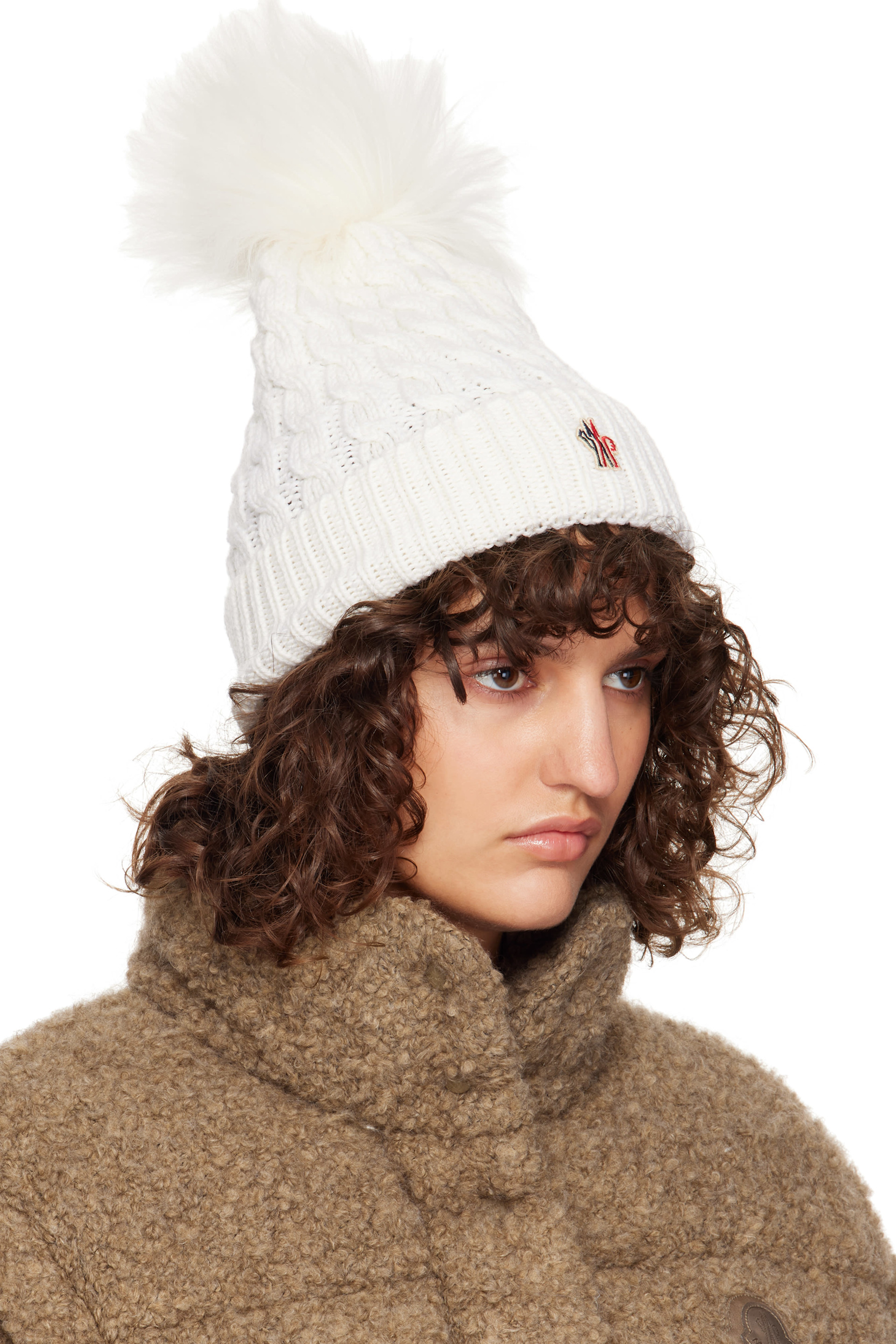 Moncler Grenoble: White Wool Pom Pom Beanie | SSENSE
