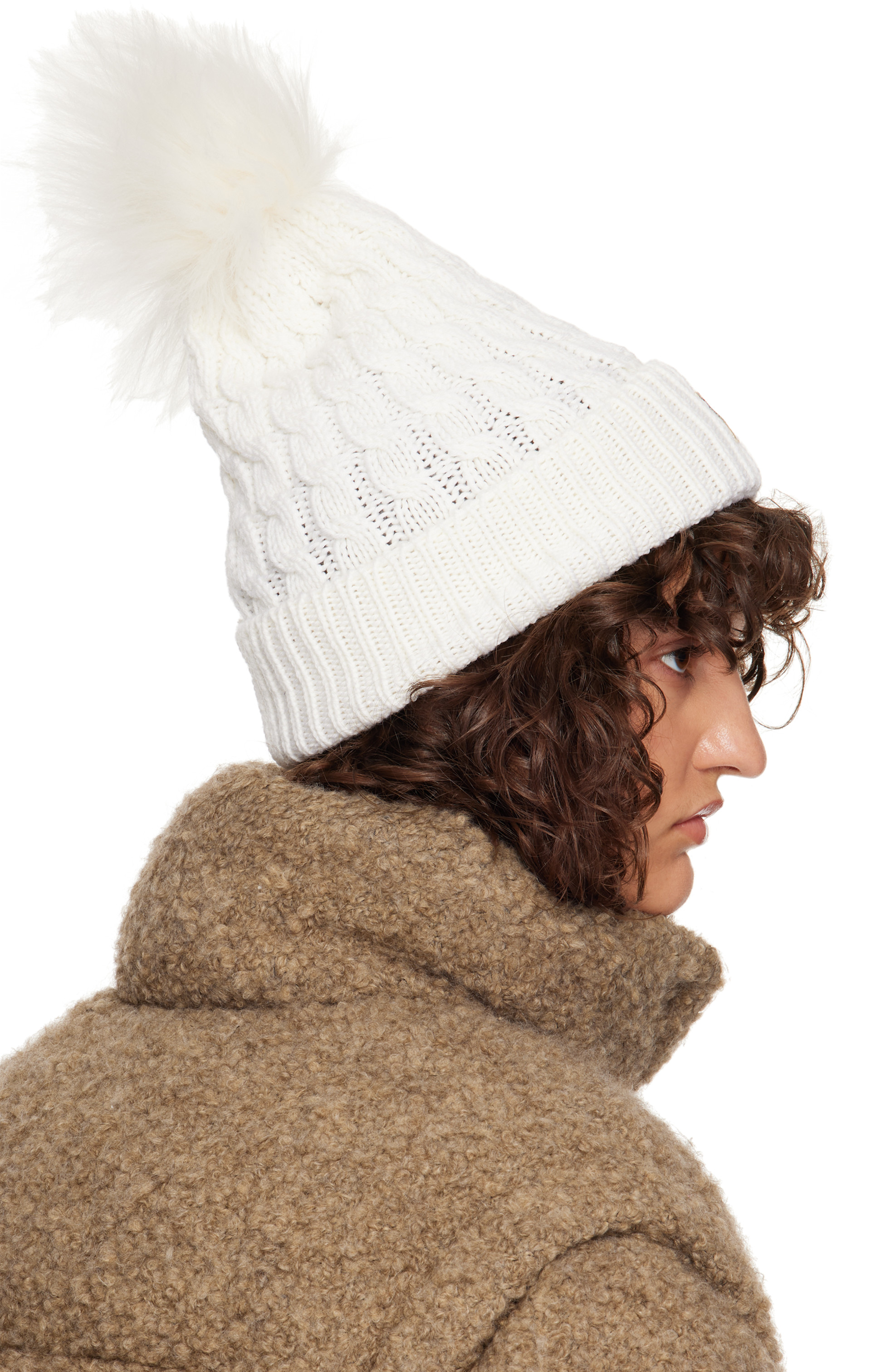 Moncler Grenoble: White Wool Pom Pom Beanie | SSENSE
