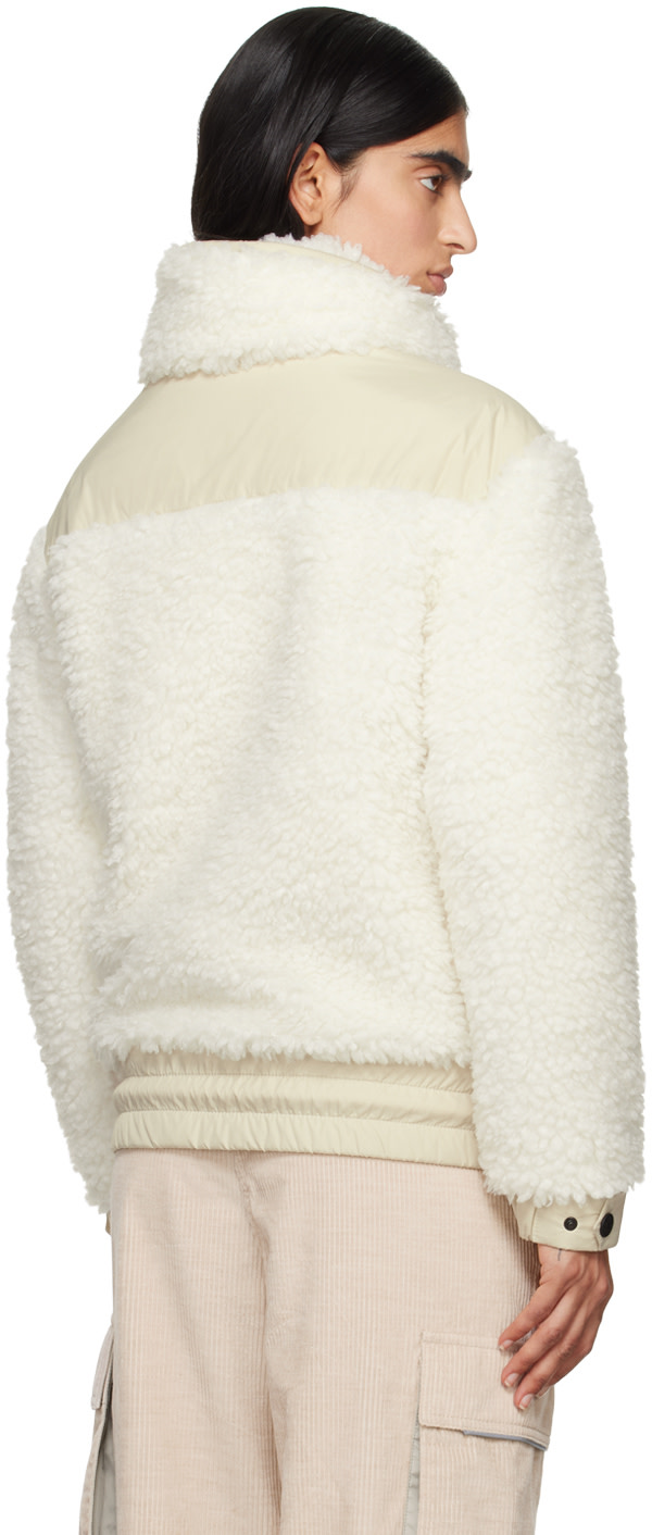Moncler Grenoble: Off-White Teddy Faux-Shearling Down Jacket | SSENSE