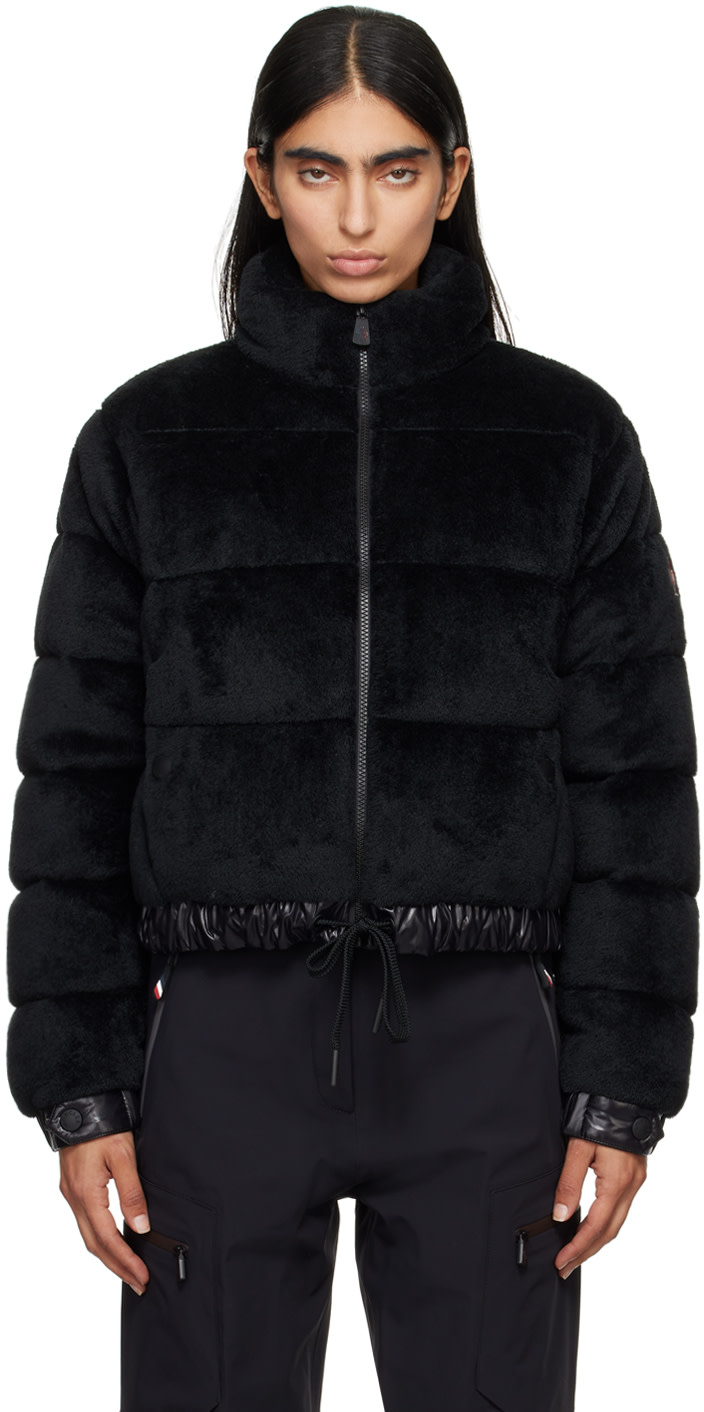 Moncler Grenoble: Black Ayse Faux-Fur Down Jacket | SSENSE Canada