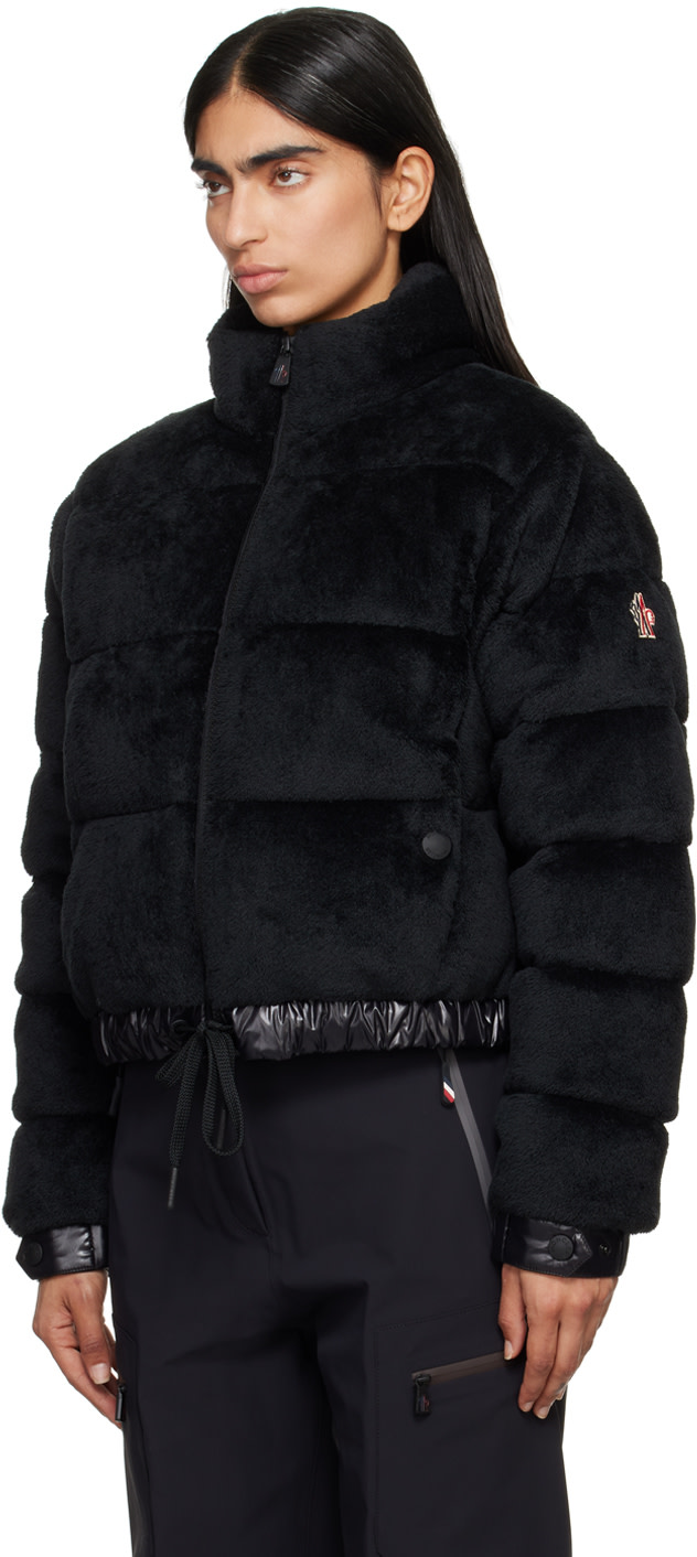 Moncler Grenoble: Black Ayse Faux-Fur Down Jacket | SSENSE