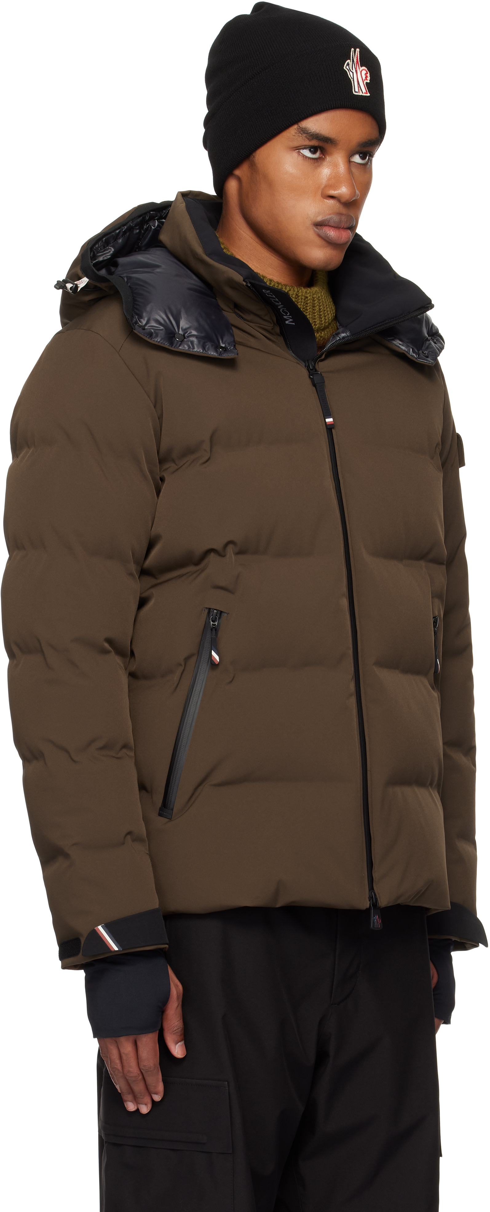Moncler Grenoble: Brown Montgetech Hooded Ski Down Jacket | SSENSE