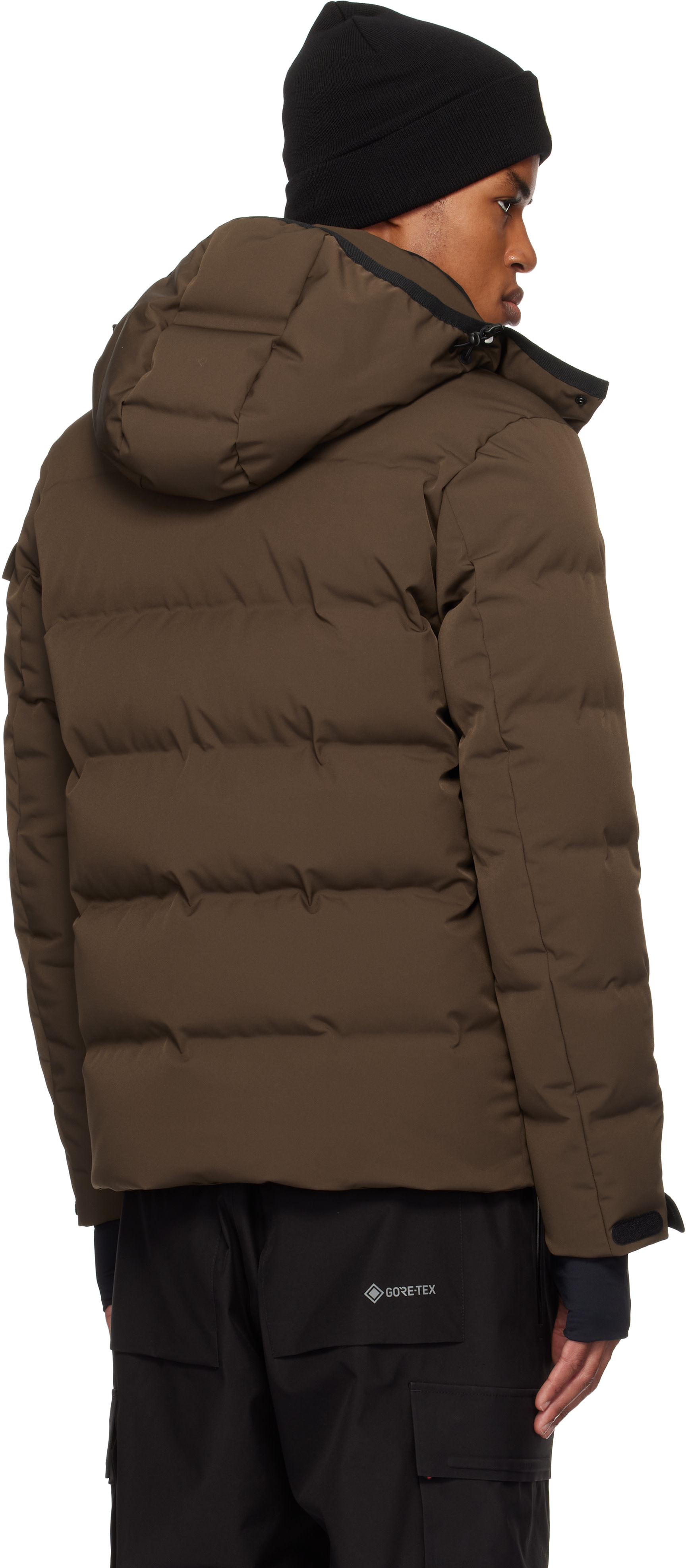 Moncler Grenoble: ブラウン Montgetech スキー フード ダウン