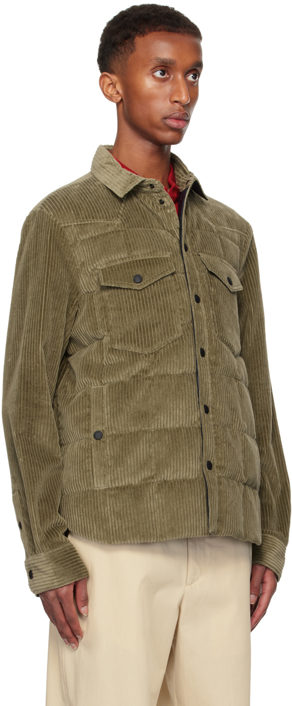 MONCLER フード付きダウンベスト オリーブグリーン　hry26 Moncler Grenoble: Green Padded Zip-Up Down Jacket | SSENSE