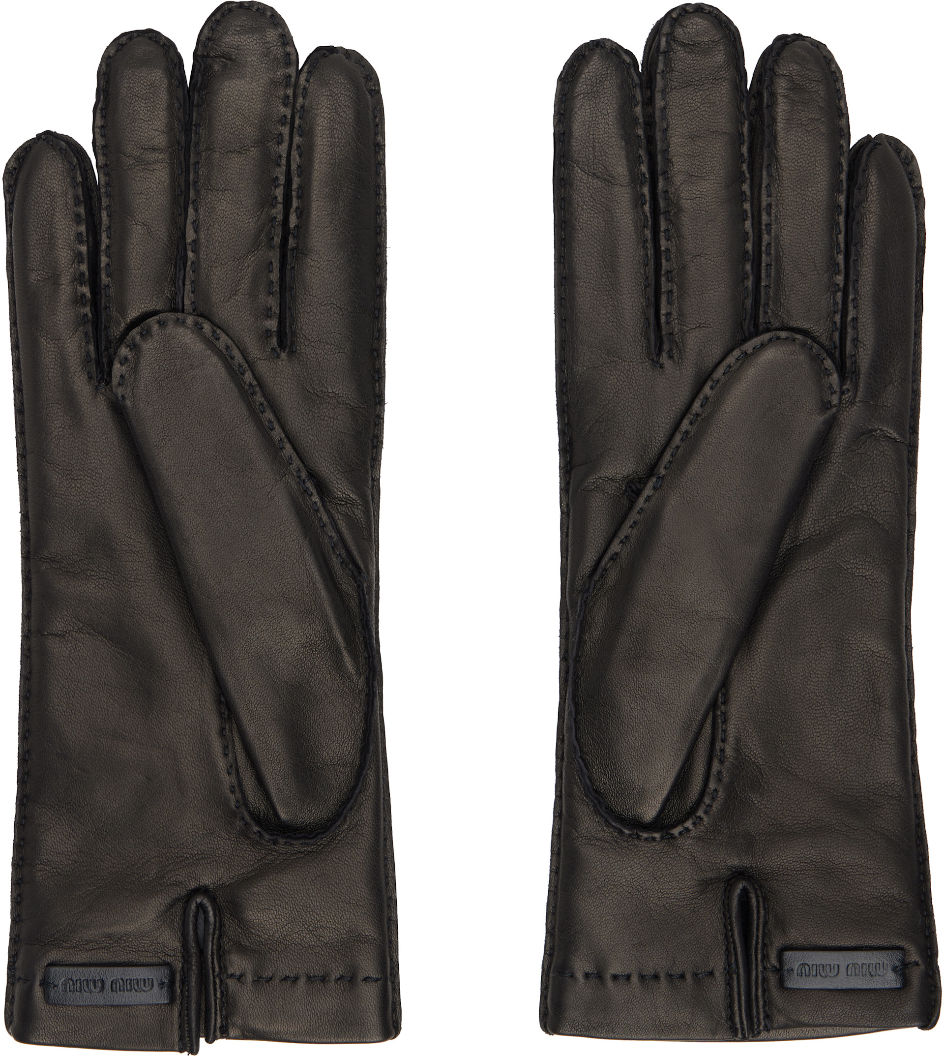 Miu Miu: Black Nappa Leather Gloves | SSENSE Canada