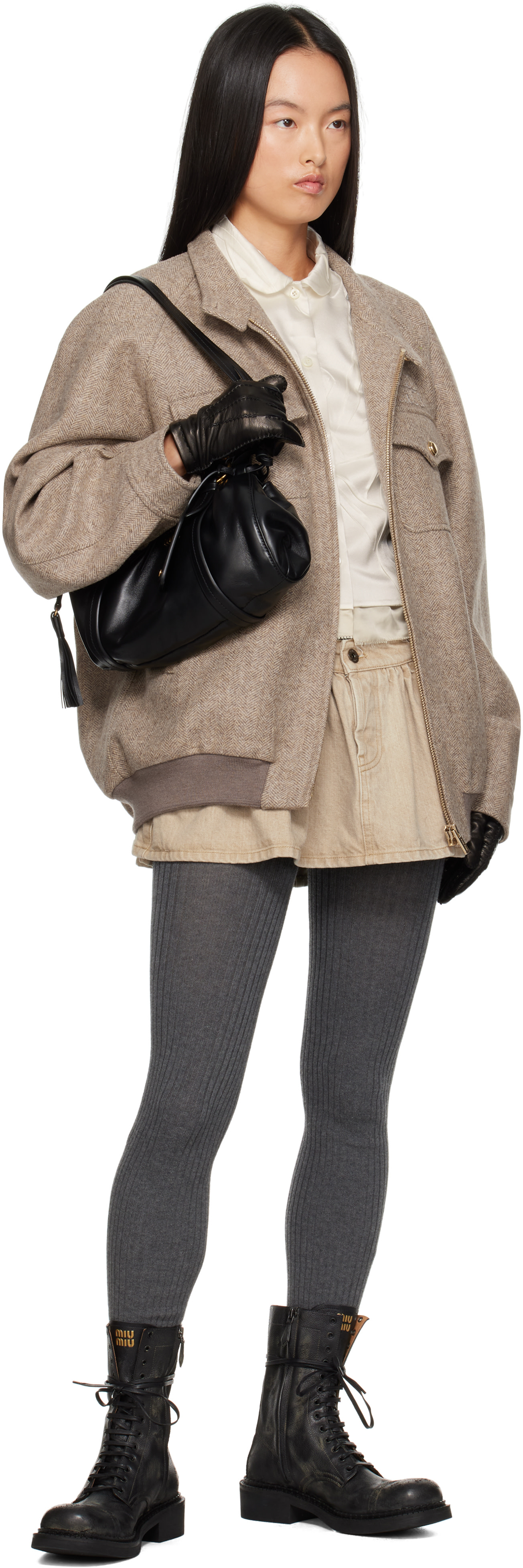 Miu Miu: Black Nappa Leather Gloves | SSENSE Canada