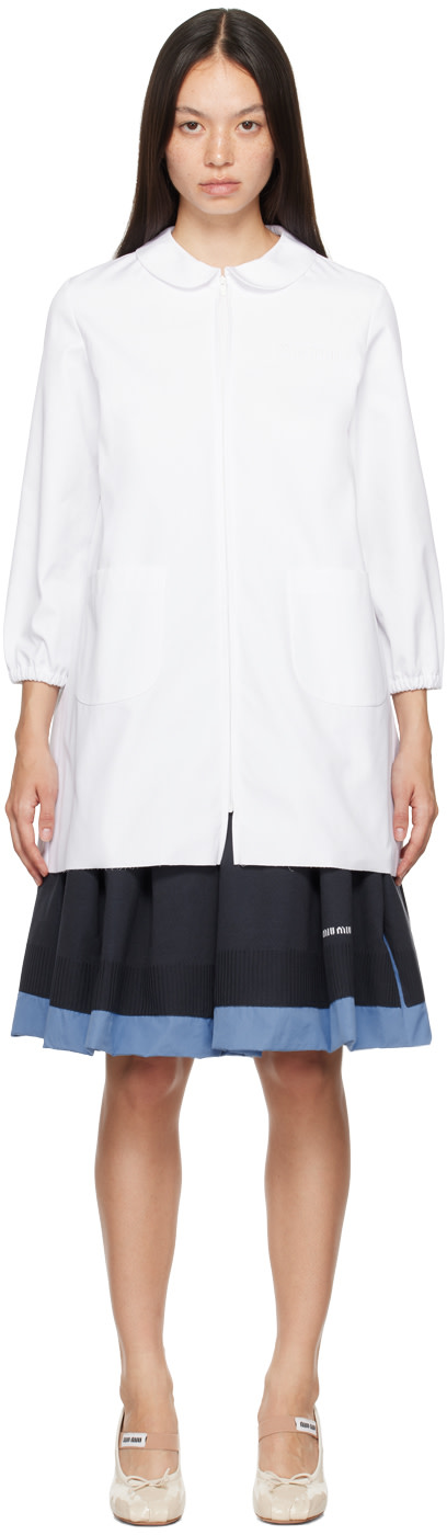 Miu Miu - Robe courte blanche à col Claudine