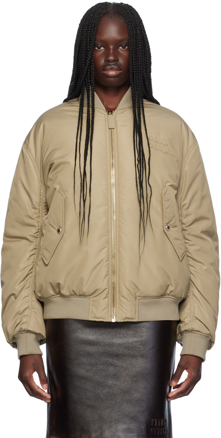 Miu Miu - Beige Padded Bomber Jacket