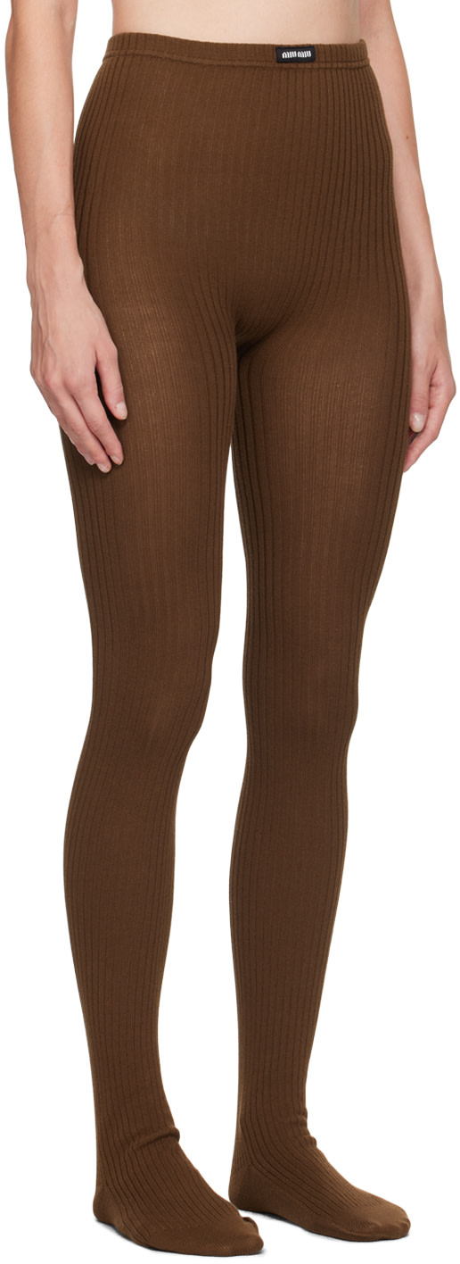 Miu Miu - Brown Logo Patch Tights