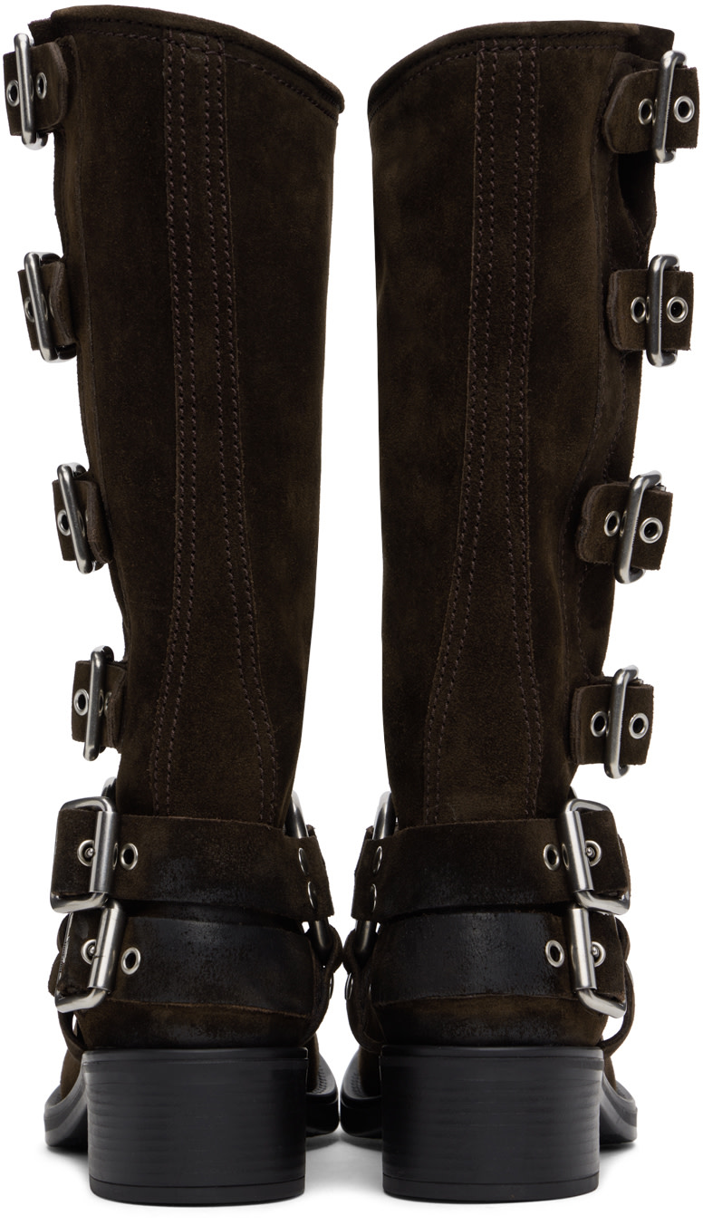 Miu Miu - Bottes brunes en suède