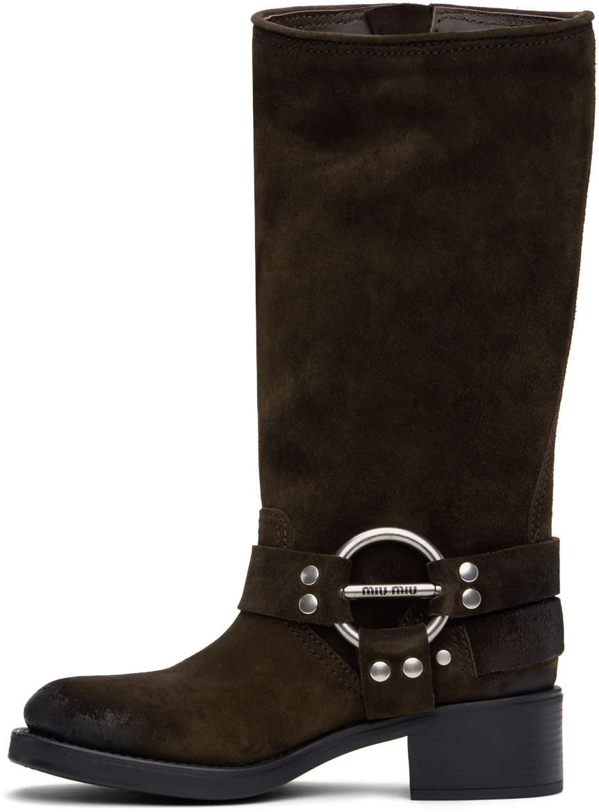 Miu Miu - Bottes brunes en suède