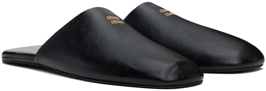 Miu Miu - Chaussons noirs en cuir
