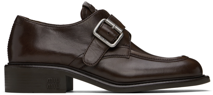 Miu Miu - Brogues brunes en cuir