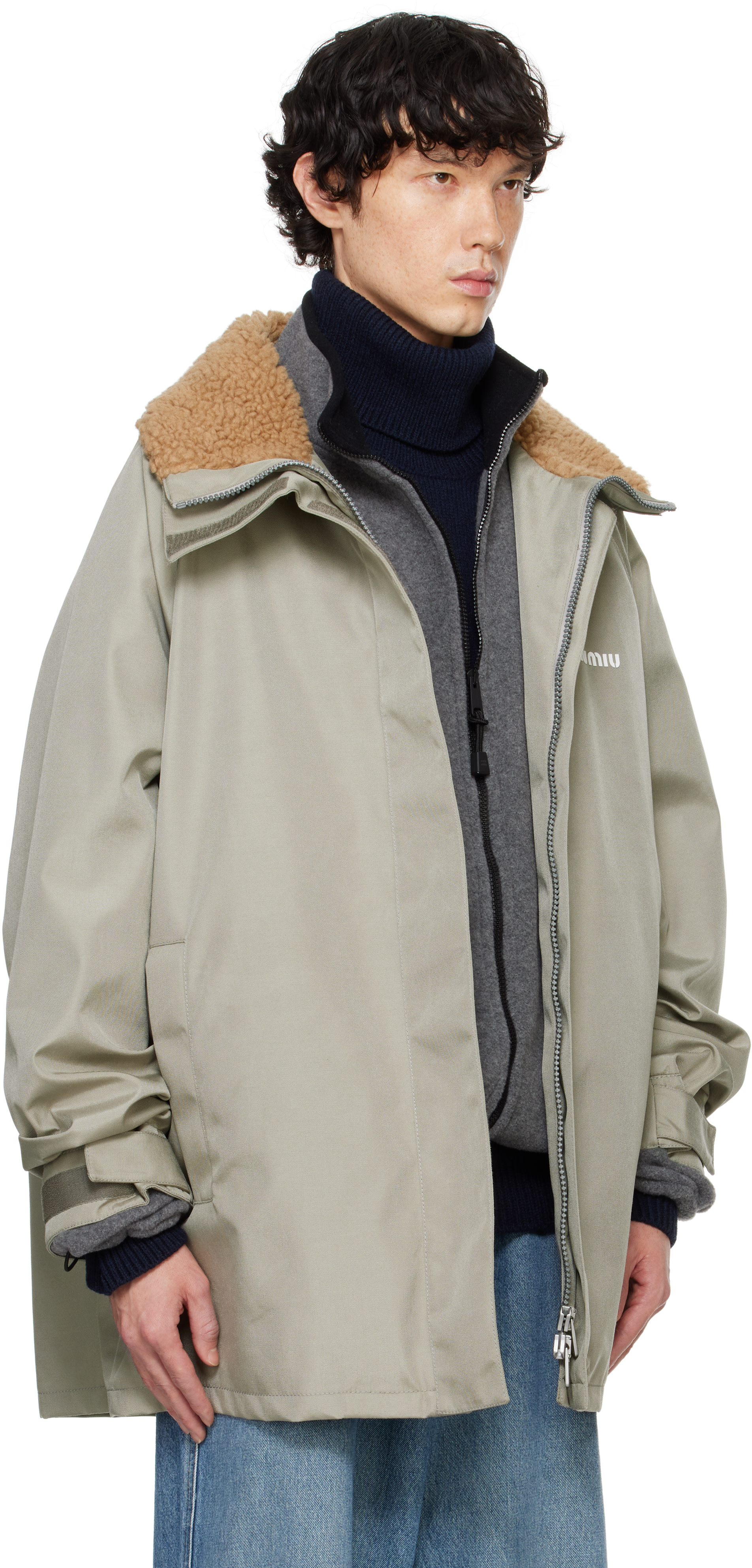 mois　コート Miu Miu: Gray Cordura Blouson Jacket | SSENSE Canada