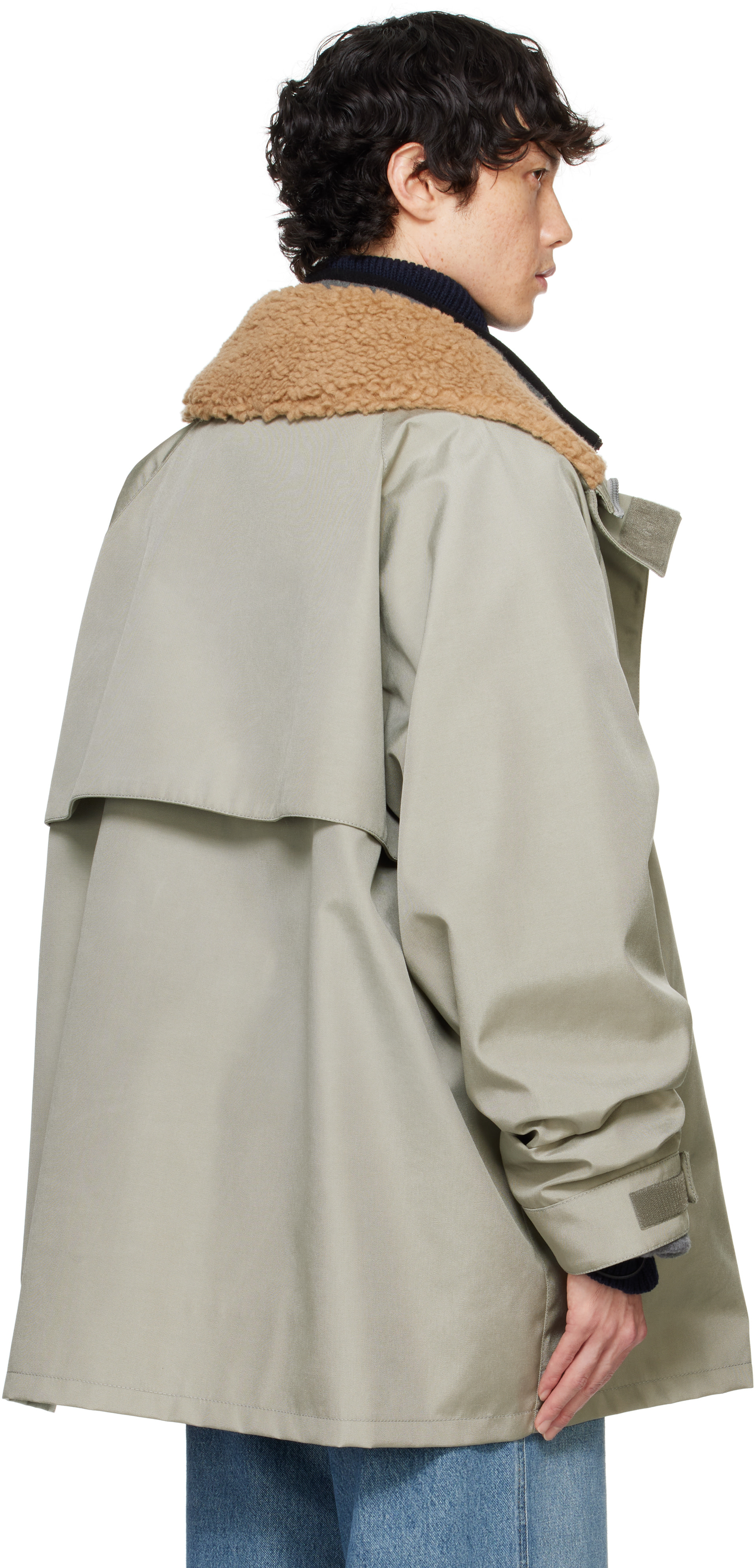 Miu Miu: Gray Cordura Blouson Jacket | SSENSE Canada