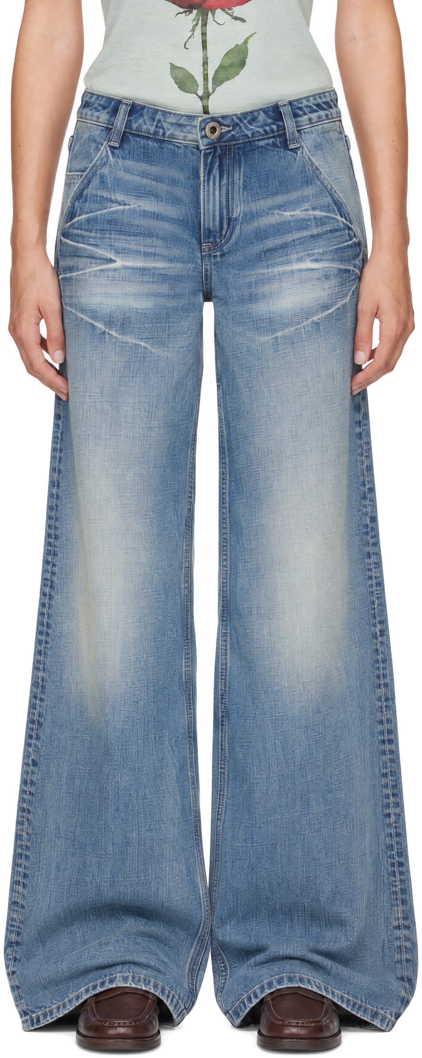Fax Copy Express: Blue Wide Denim Jeans | SSENSE Canada