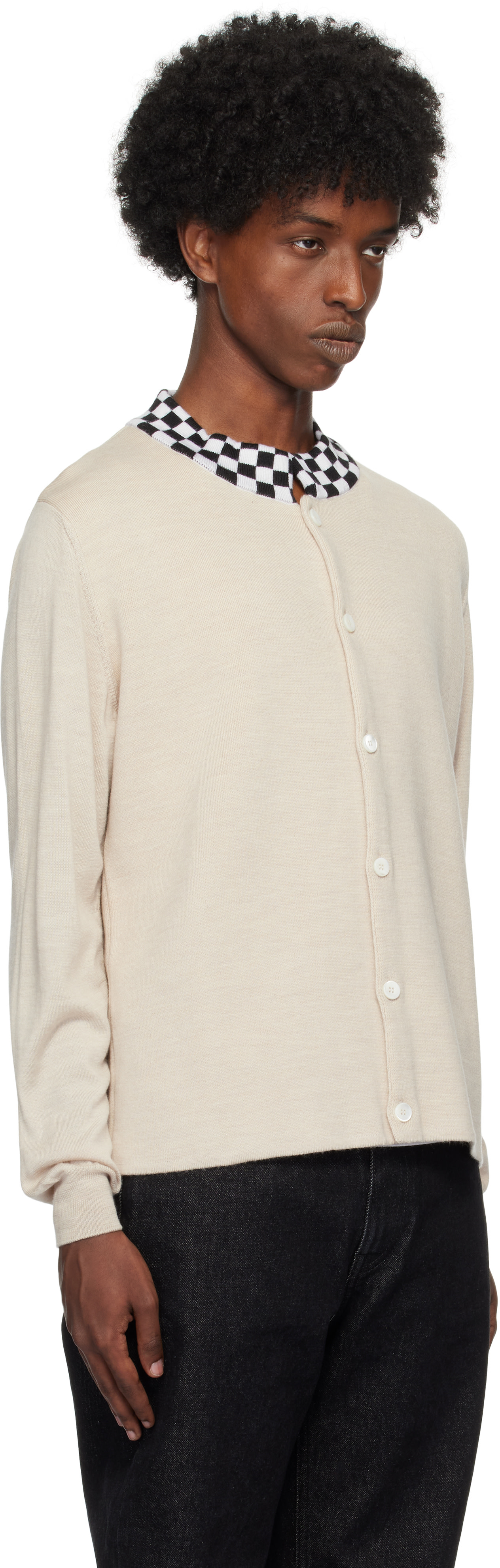 Second/Layer - Cardigan beige en tricot à col
