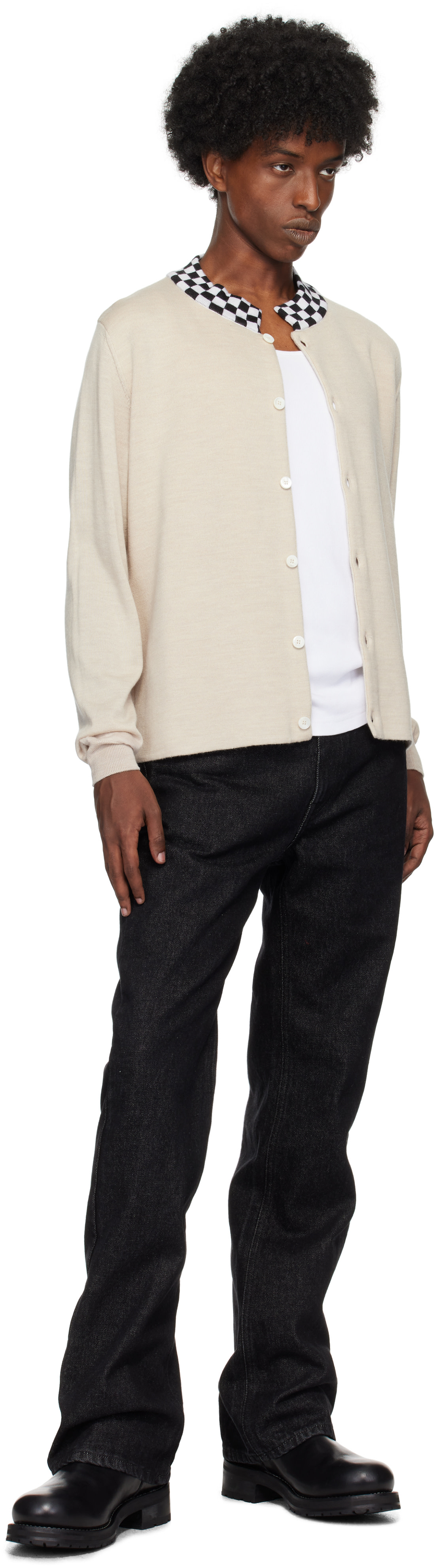 Second/Layer - Cardigan beige en tricot à col
