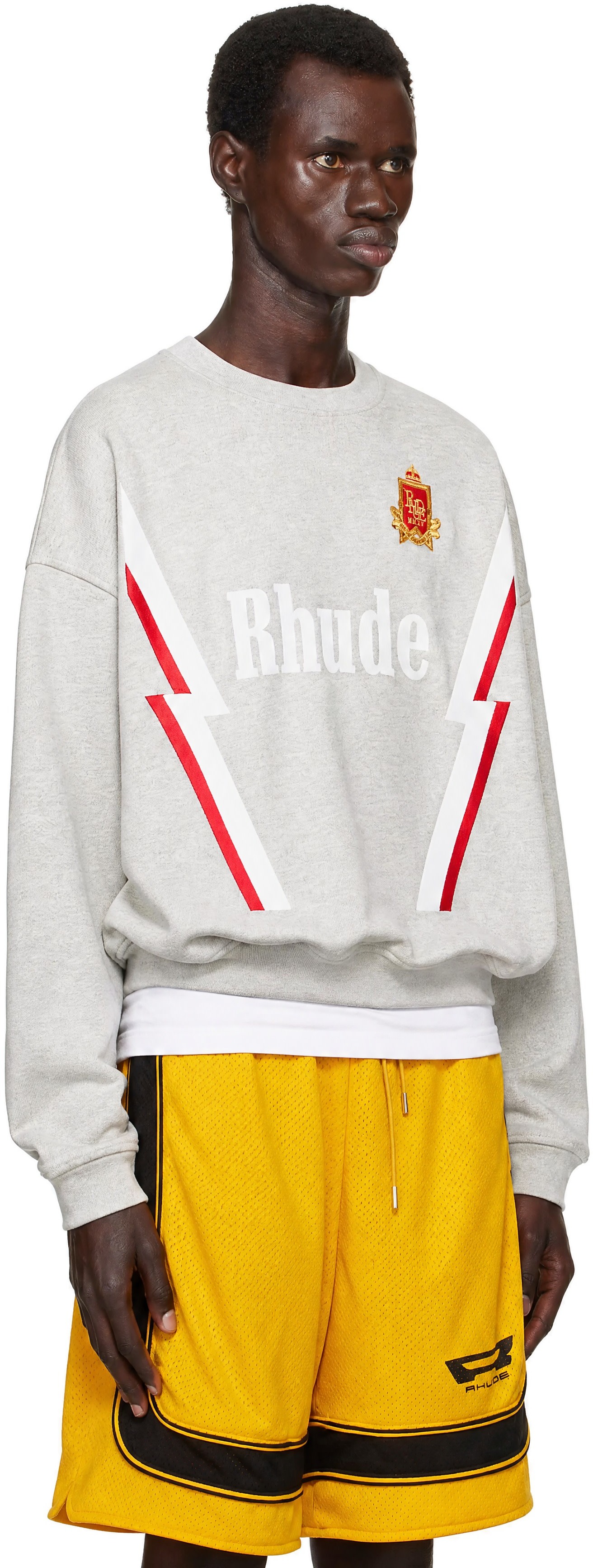 Rhude - Gray Lightning Crewneck Sweatshirt