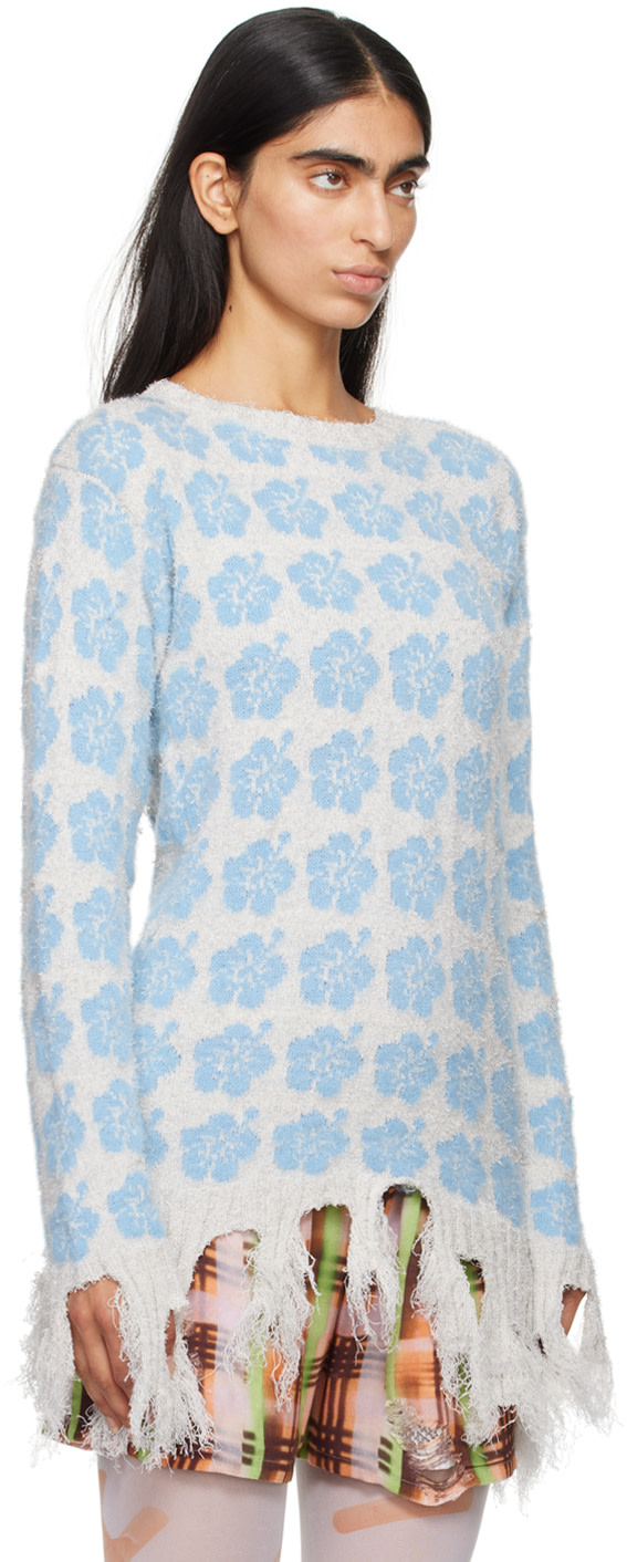 Ashley Williams - Pull Ganguro bleu à motif fleuri
