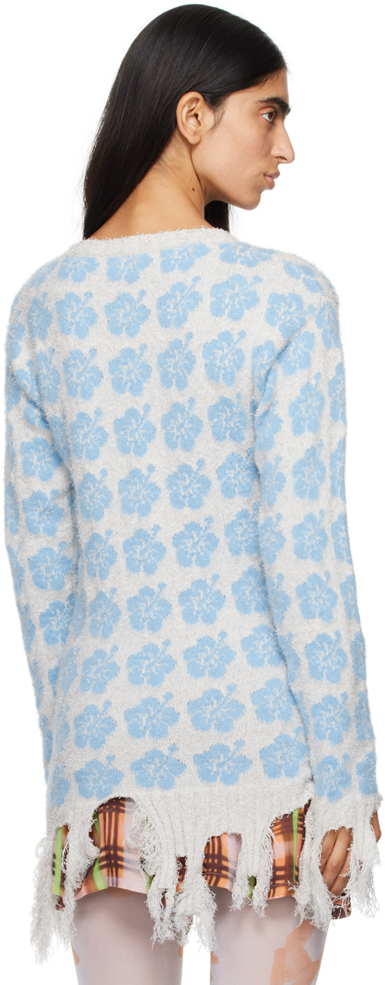 Ashley Williams - Pull Ganguro bleu à motif fleuri