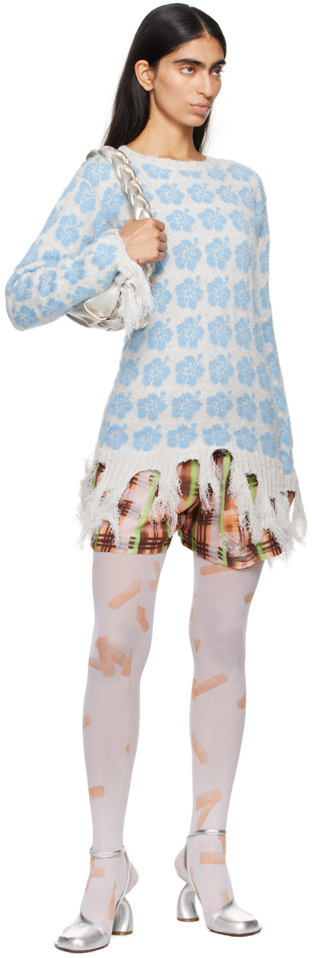 Ashley Williams - Pull Ganguro bleu à motif fleuri