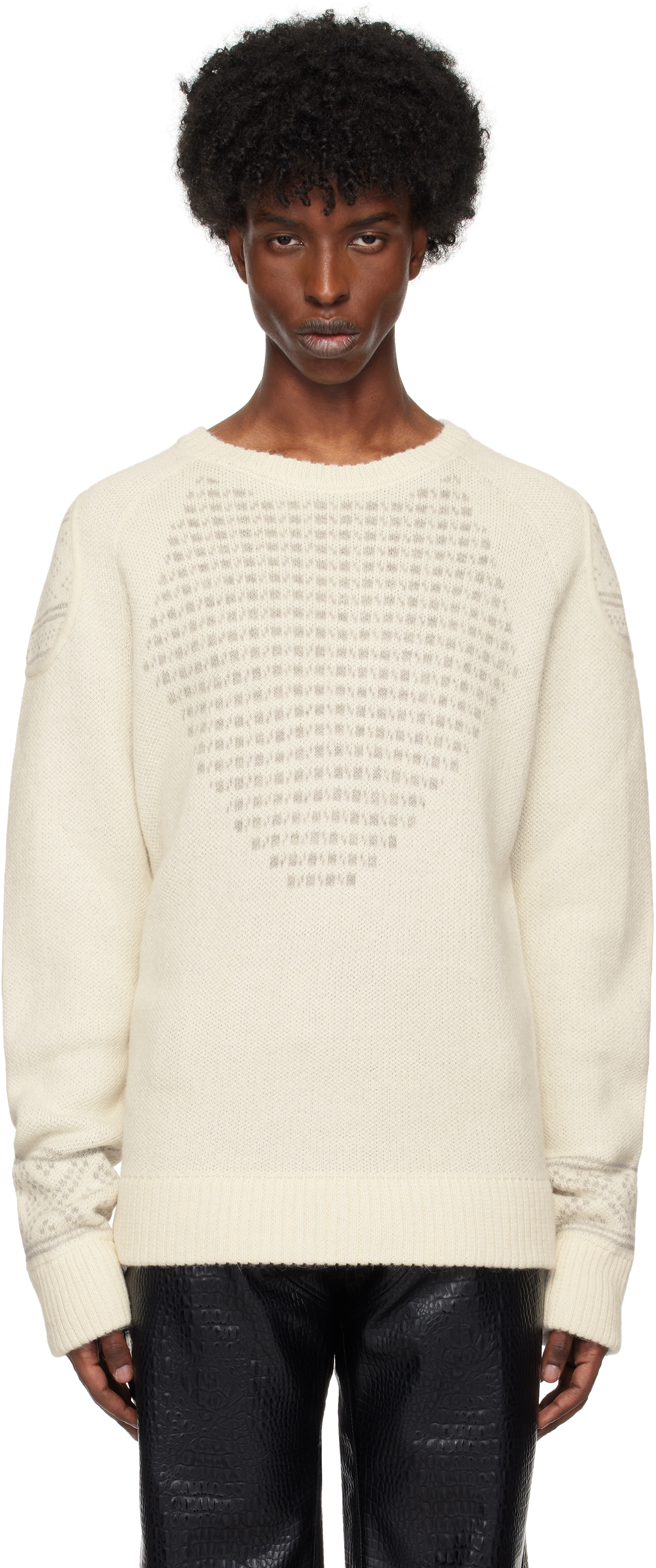 GmbH - Pull de style motard Raed blanc cassé