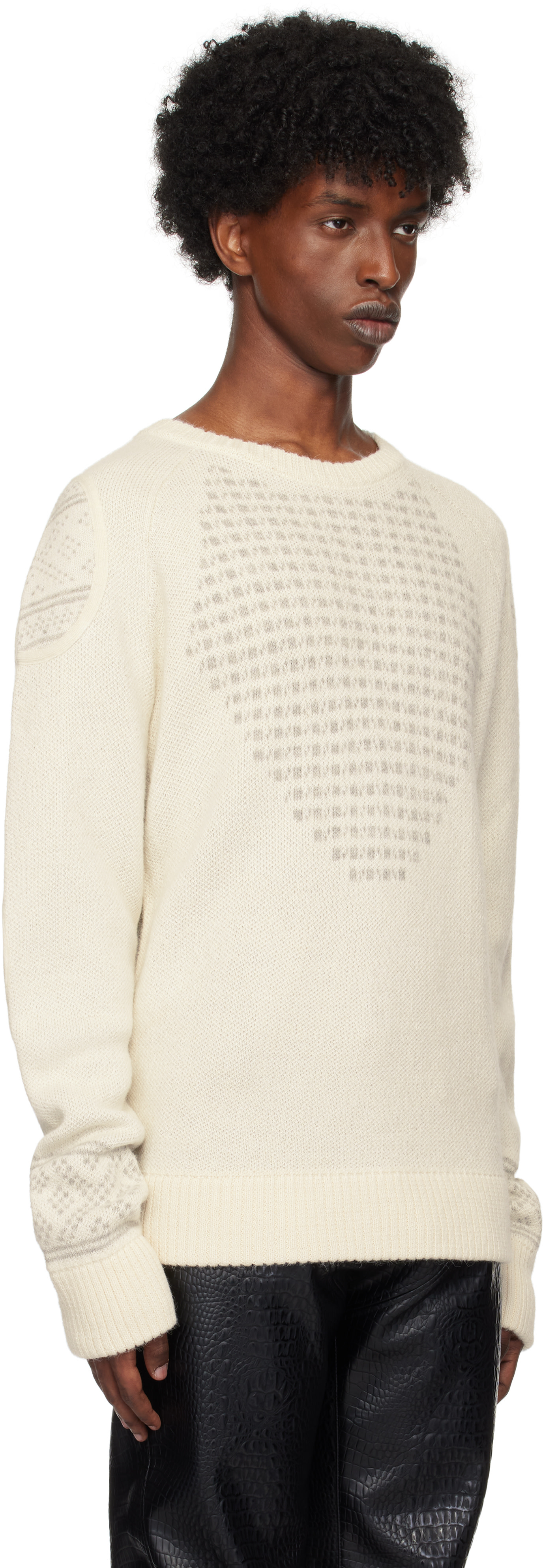 GmbH - Pull de style motard Raed blanc cassé