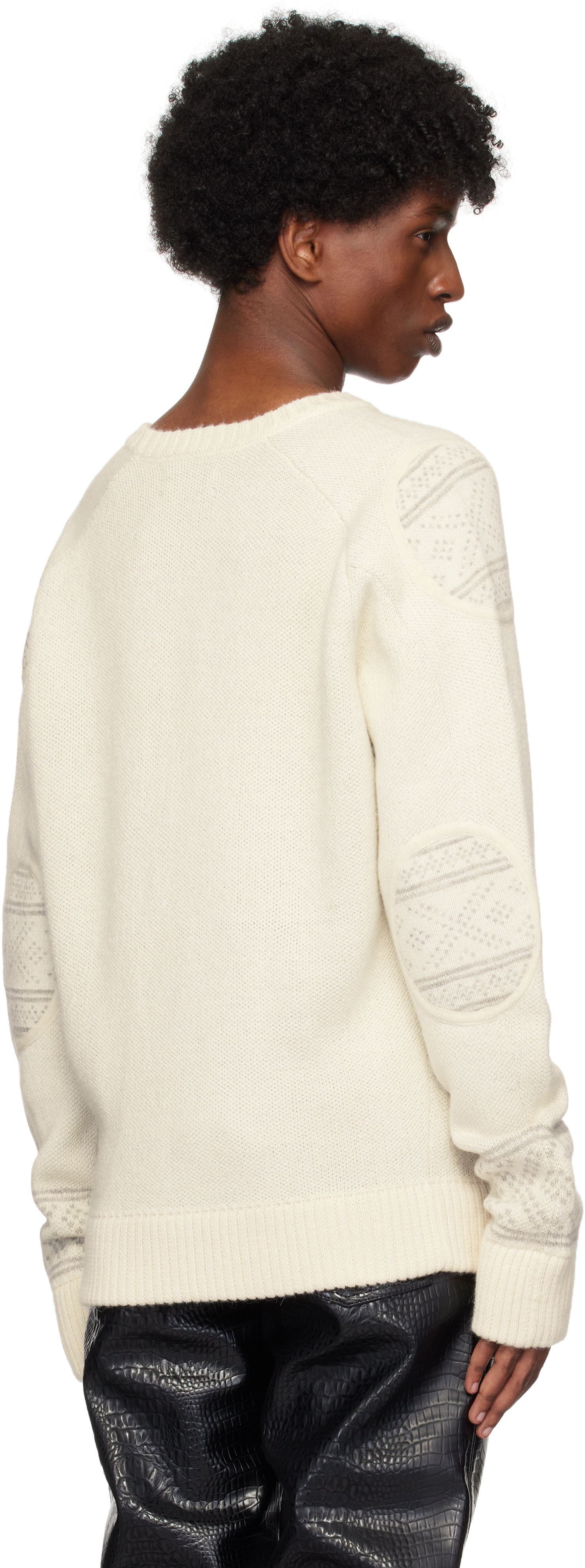 GmbH - Pull de style motard Raed blanc cassé