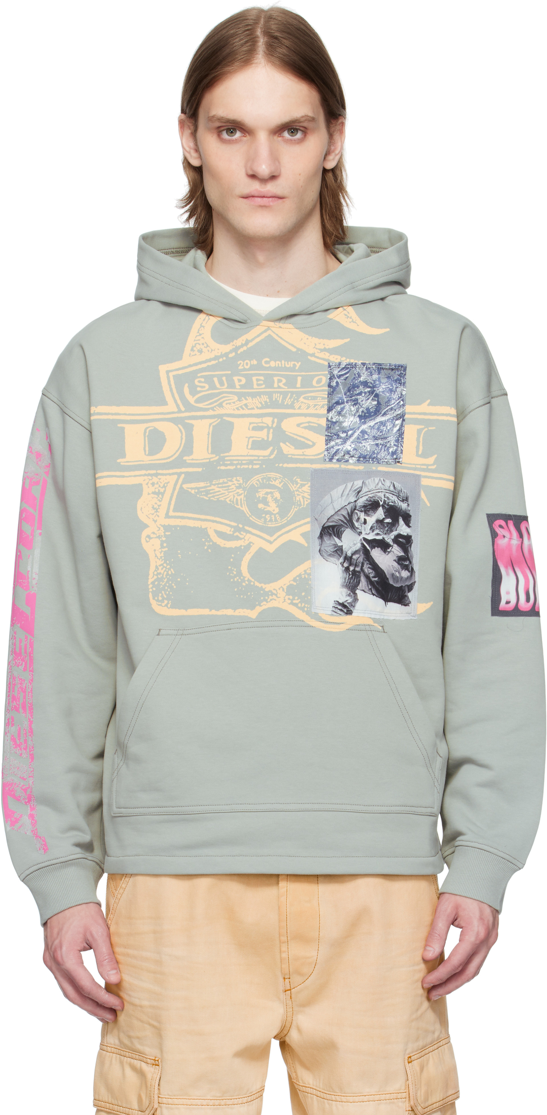 Diesel - Pull à capuche Baxt-R1 gris