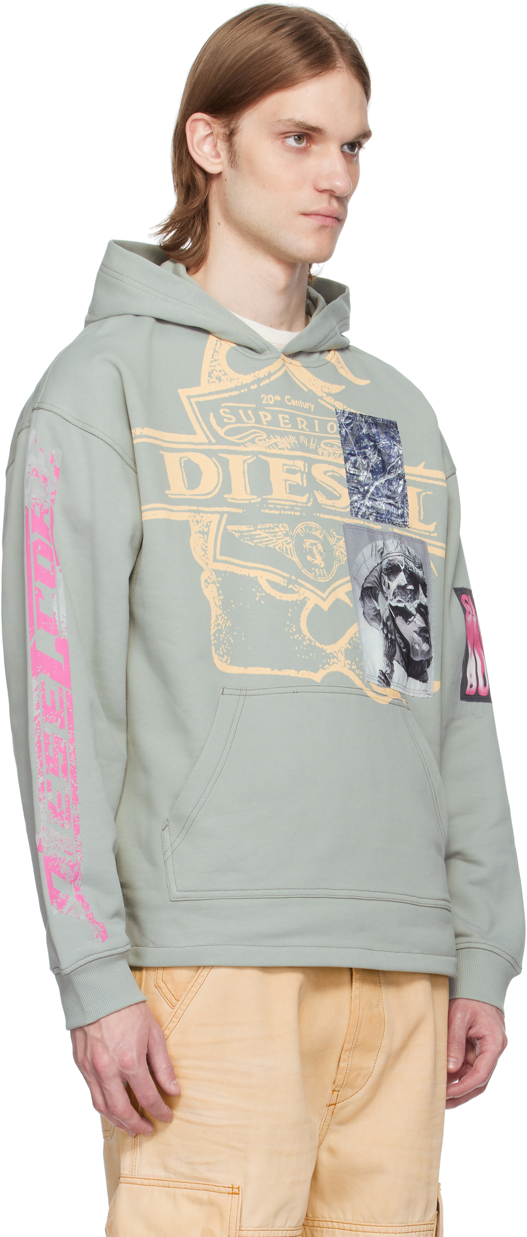 Diesel - Pull à capuche Baxt-R1 gris