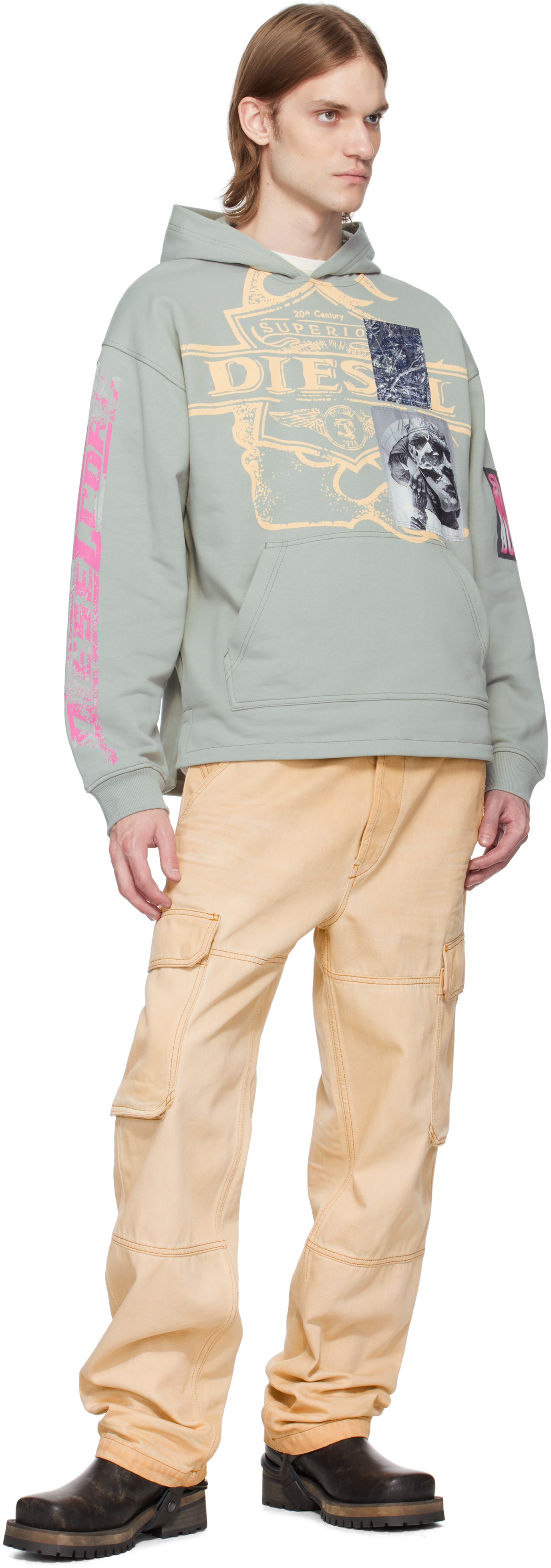 Diesel - Pull à capuche Baxt-R1 gris