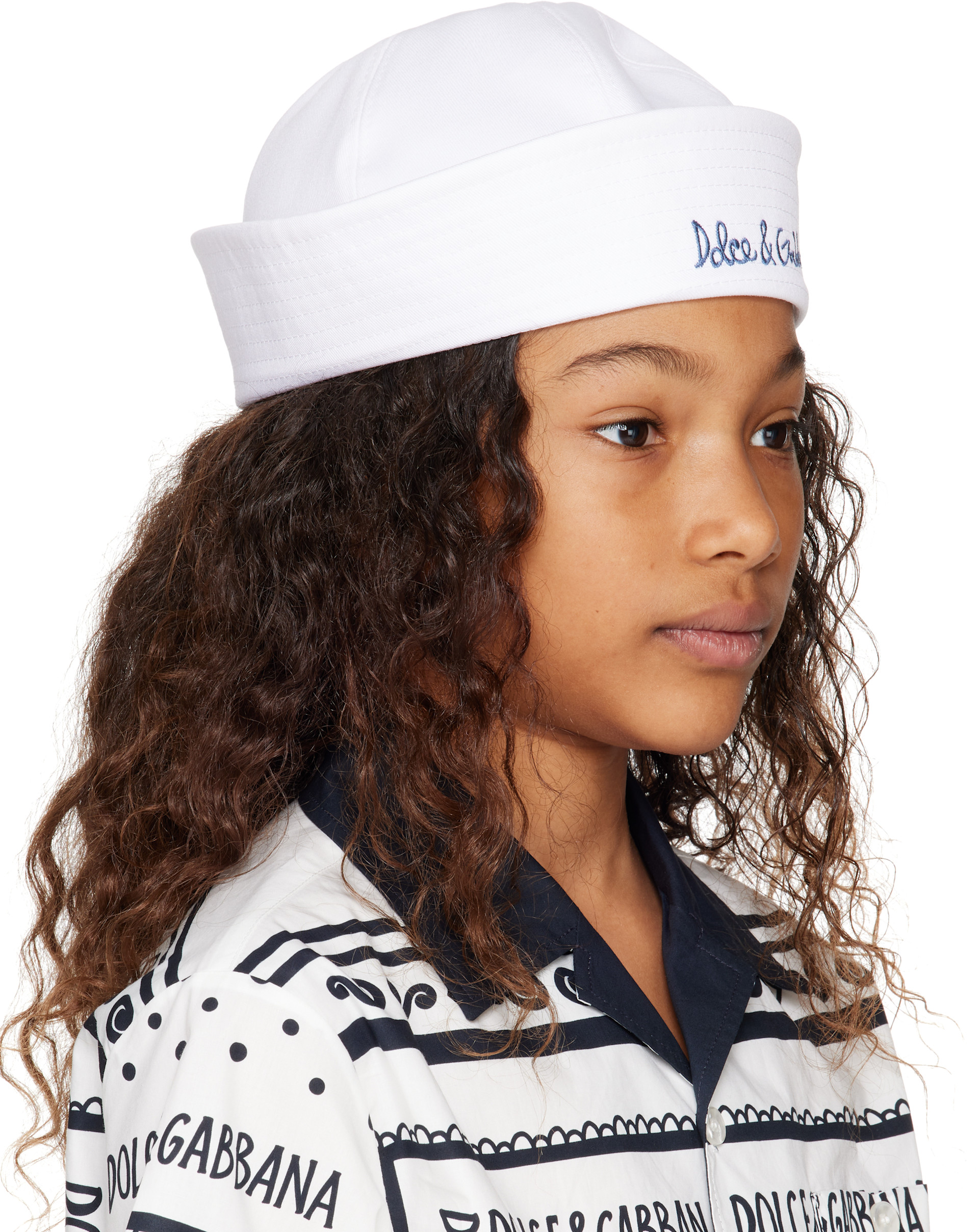 Dolce&Gabbana: Kids White Embroidered-Logo Hat | SSENSE Australia