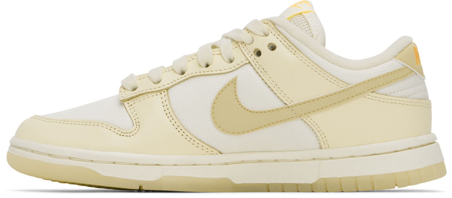 Nike - Baskets basses Dunk blanc cassé et jaune