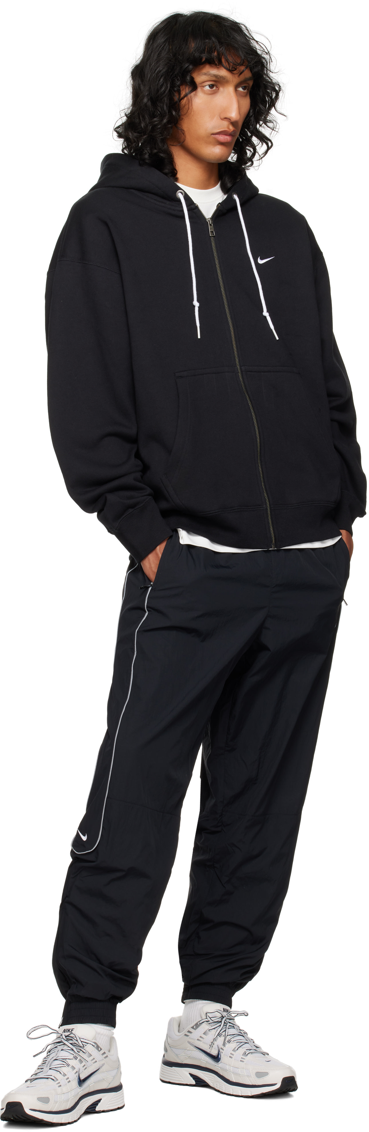 パンツ Nike LAB solo swash track pants /L Nike: Black Solo Swoosh Track Pants | SSENSE Canada