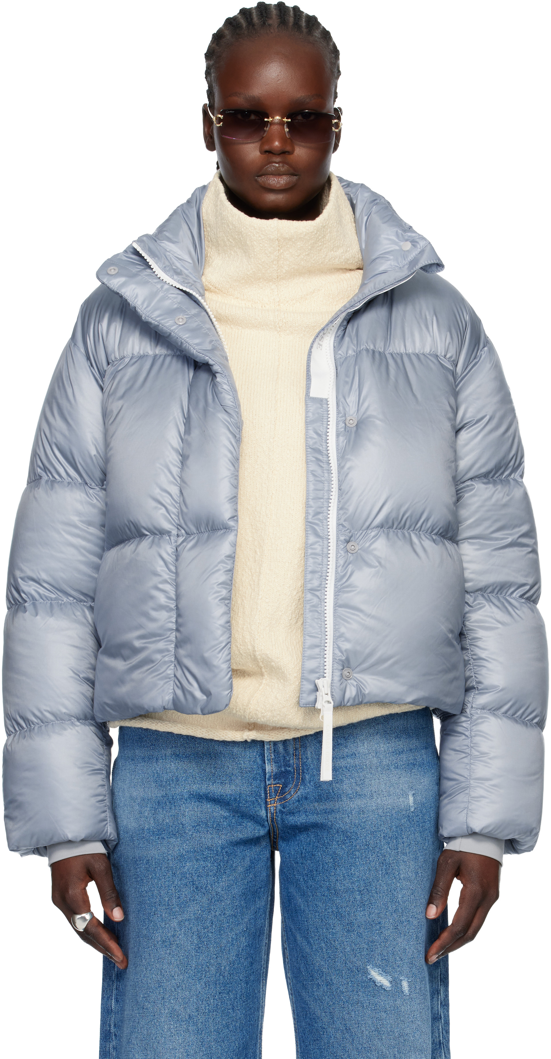 Canada Goose: Blue 'White Label' Cypress Cropped Down Jacket