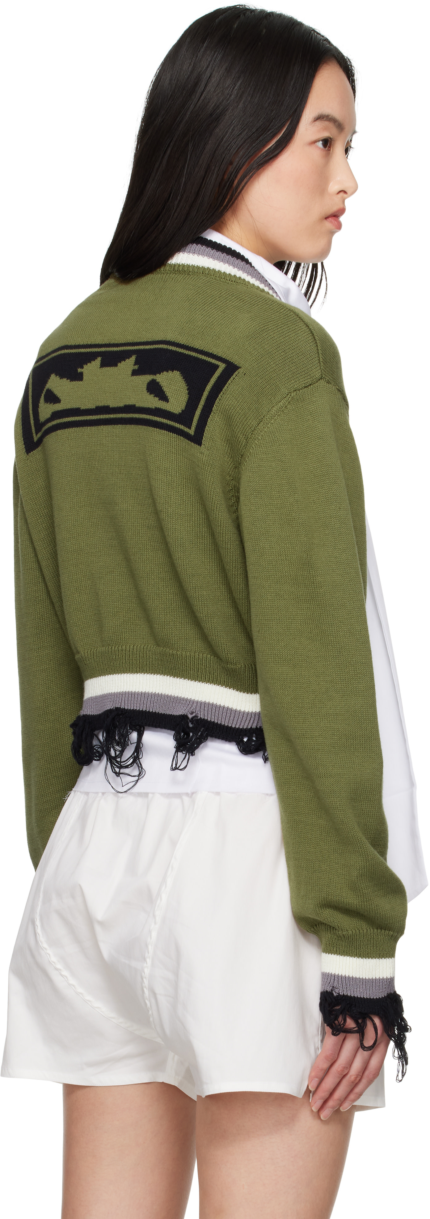 Ottolinger - Pull écourté vert à col en V
