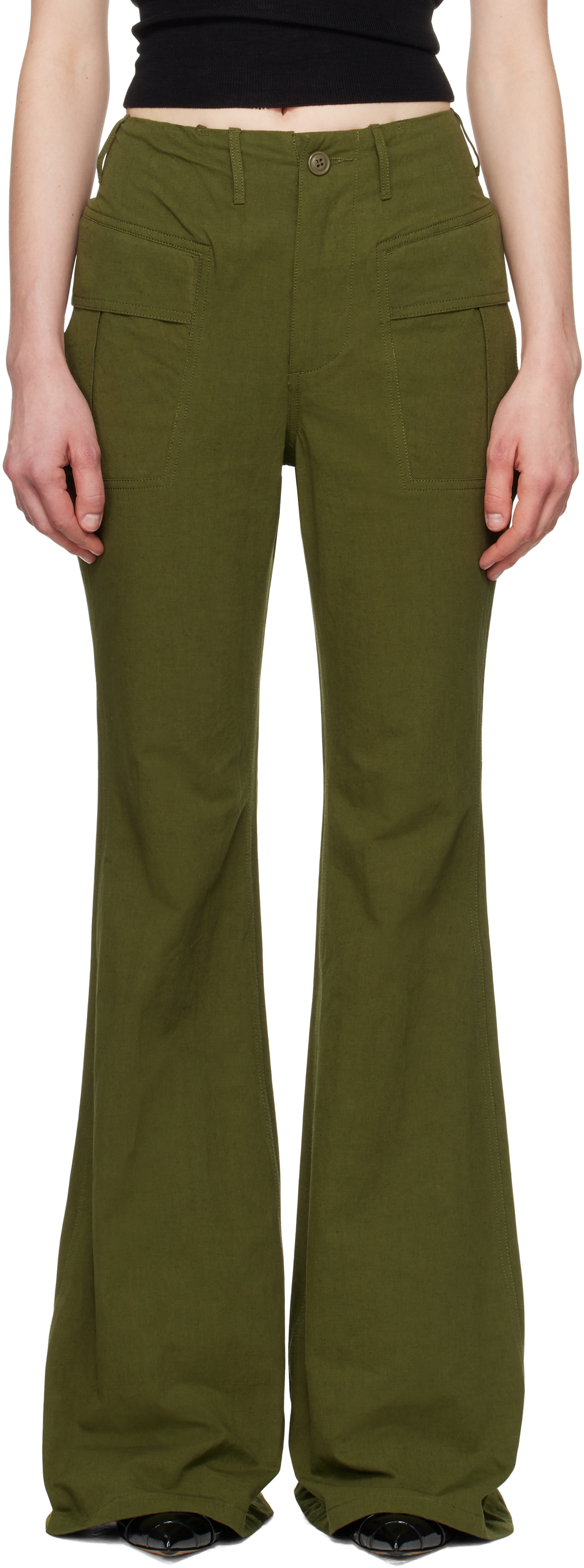 R13 - Pantalon évasé kaki