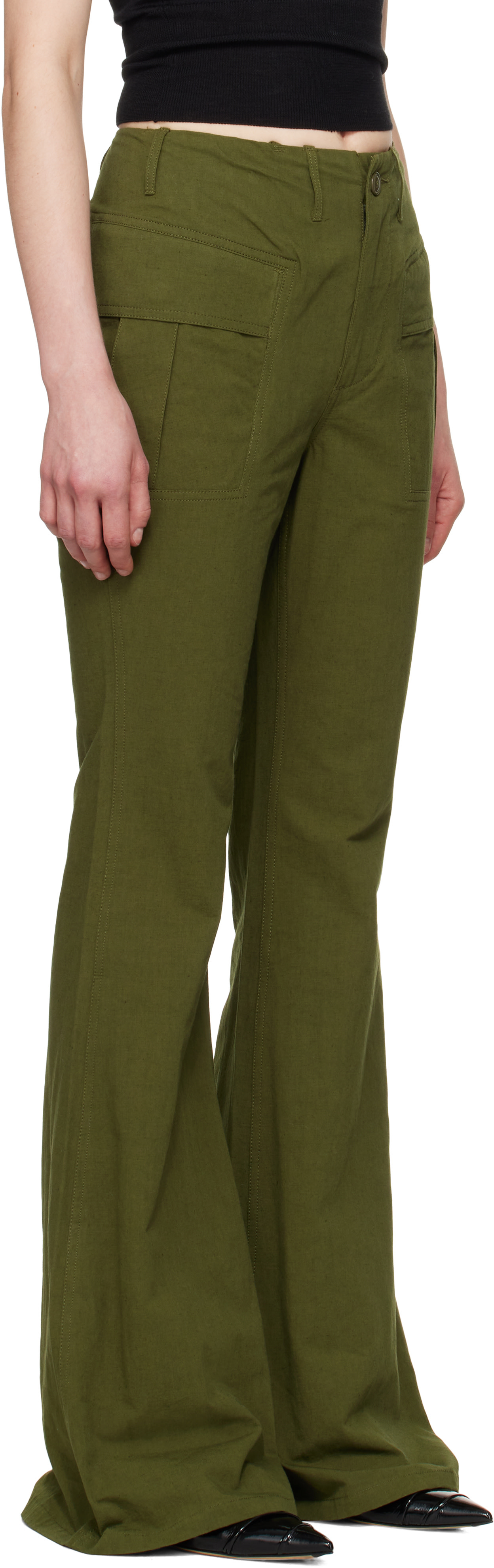 R13 - Pantalon évasé kaki